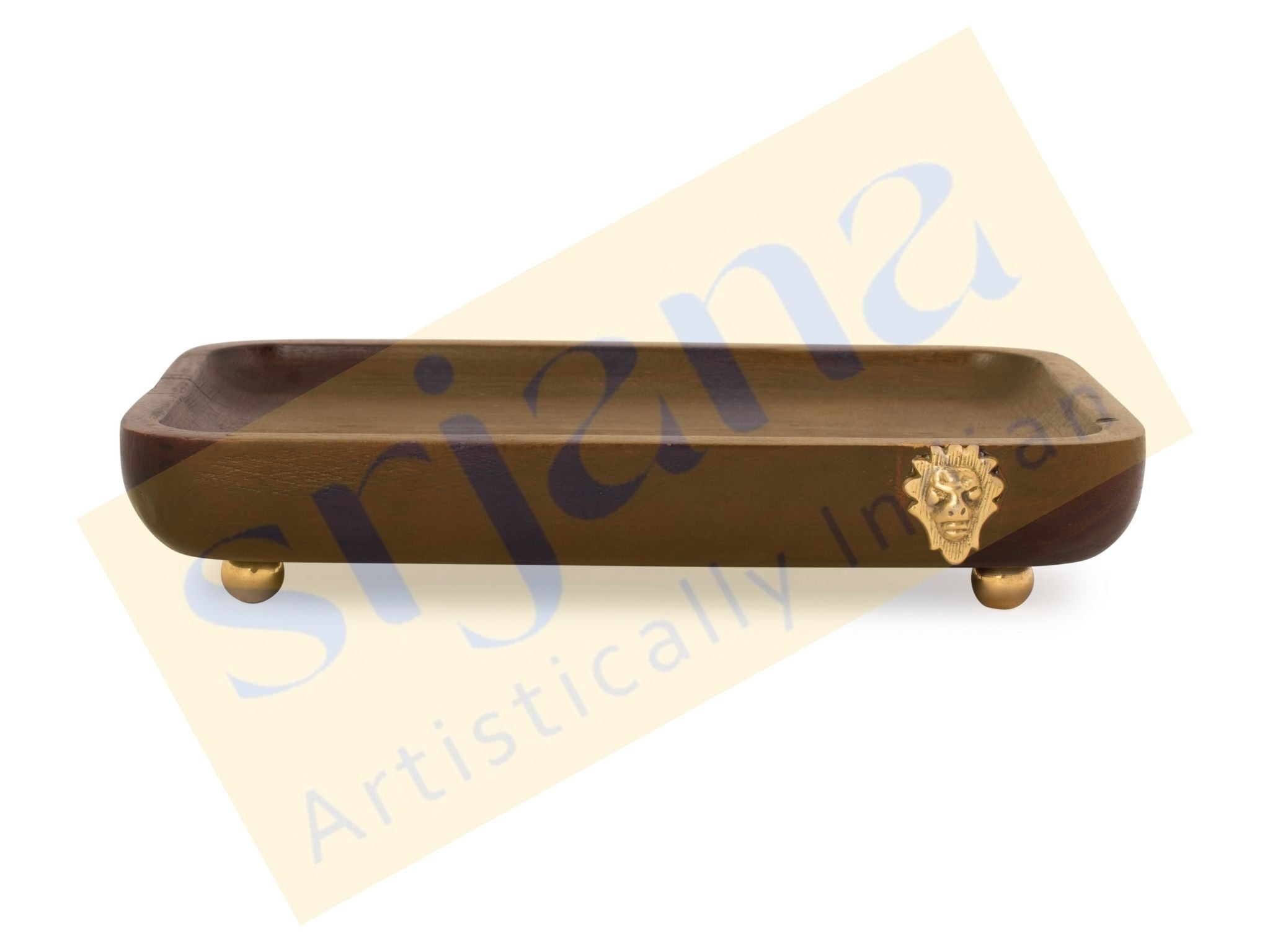 Wooden Snack Tray With Metal Stand