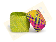 Colorful Square Palm Leaf Basket with Lid