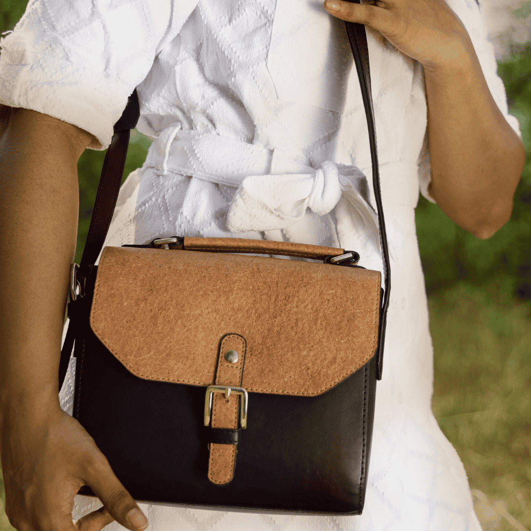 Juniper Vegan Leather Sling Bag - Black