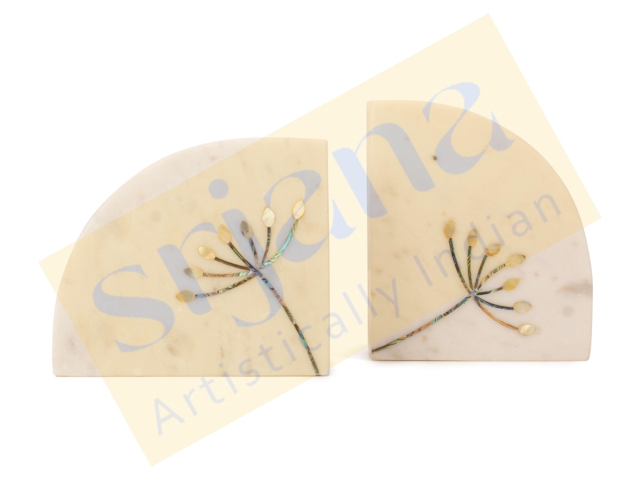 Marble Bookends With Mother of Pearl Inlay Work