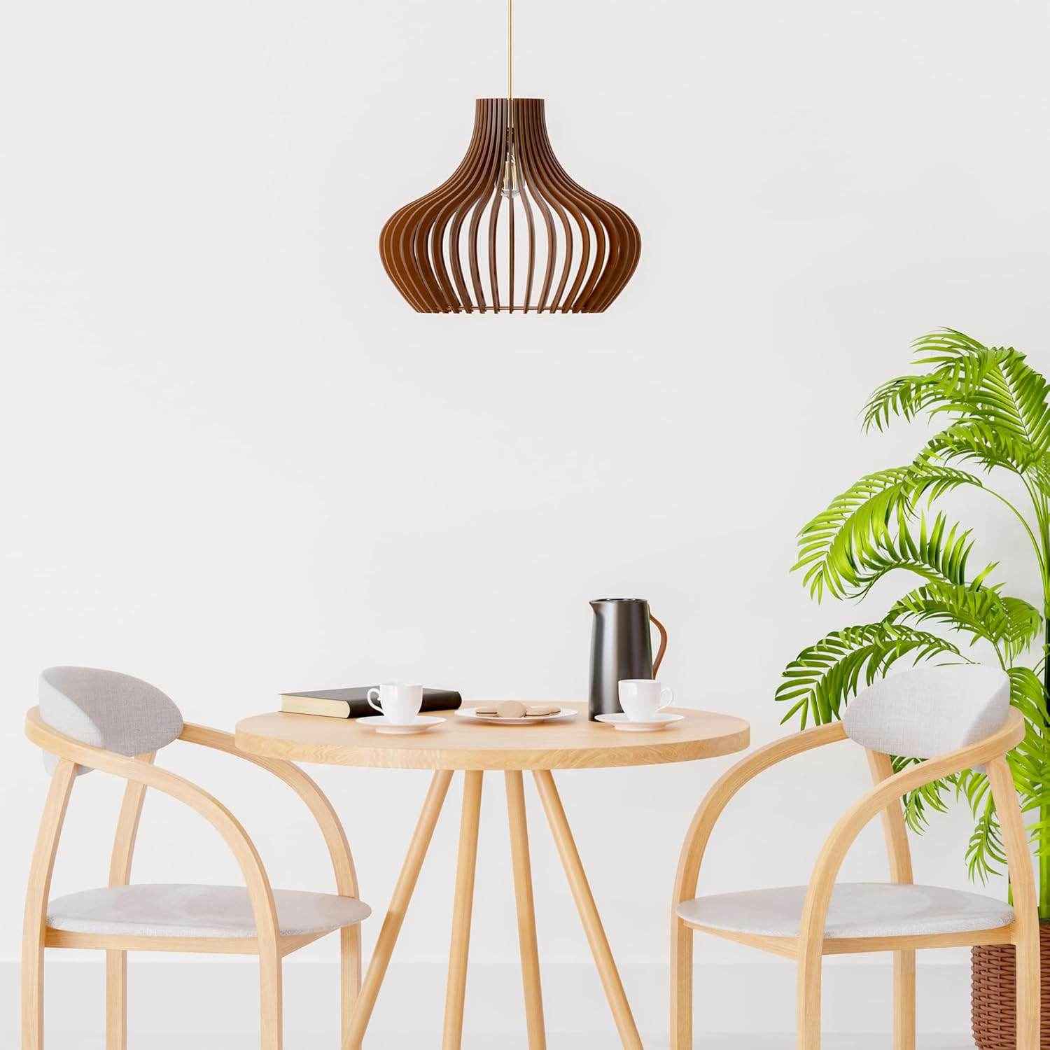 AuraLume Wooden Pendant Lamp, Chandelier - Brown