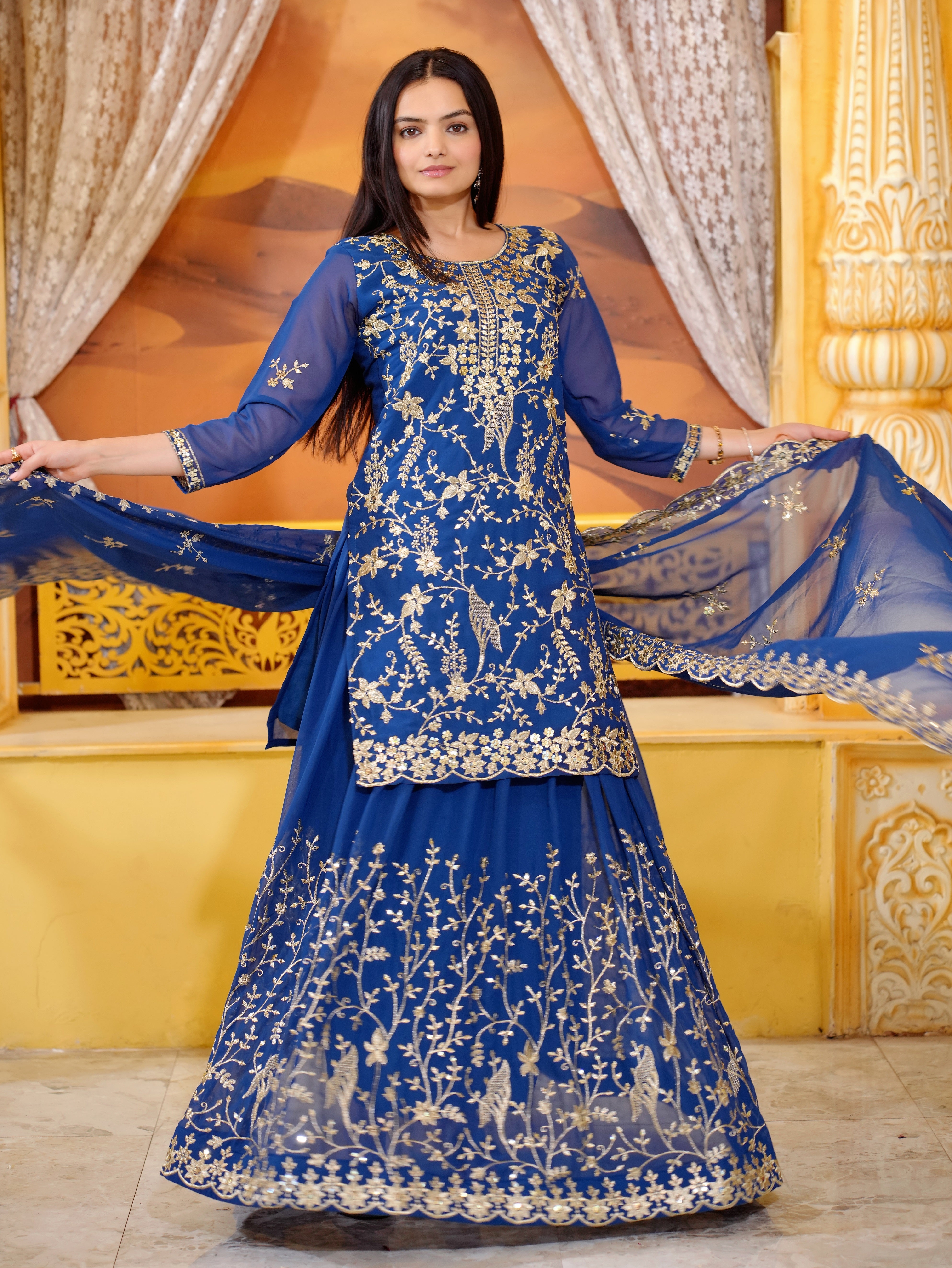 Designer Party Wear Lehenga Suit With Sequence Embroidered Work