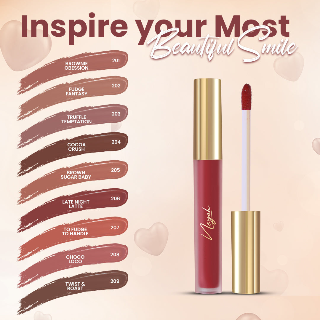 LUXE MATTE LONG SLAY MOUSSE LIPSTICK (PALETTE OF 9 – 2 VARIANTS BROWNS & NUDES)