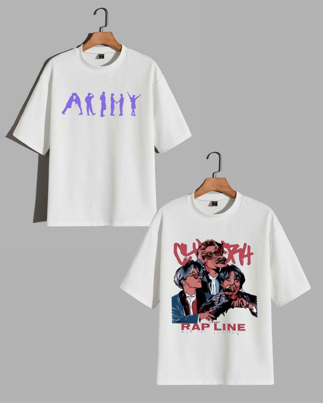 Pack Of 2 - Women BTS Oversized T-shirt - Army & Rapline