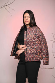 GEOMETRIC MAZE VELVET PUFFER JACKET