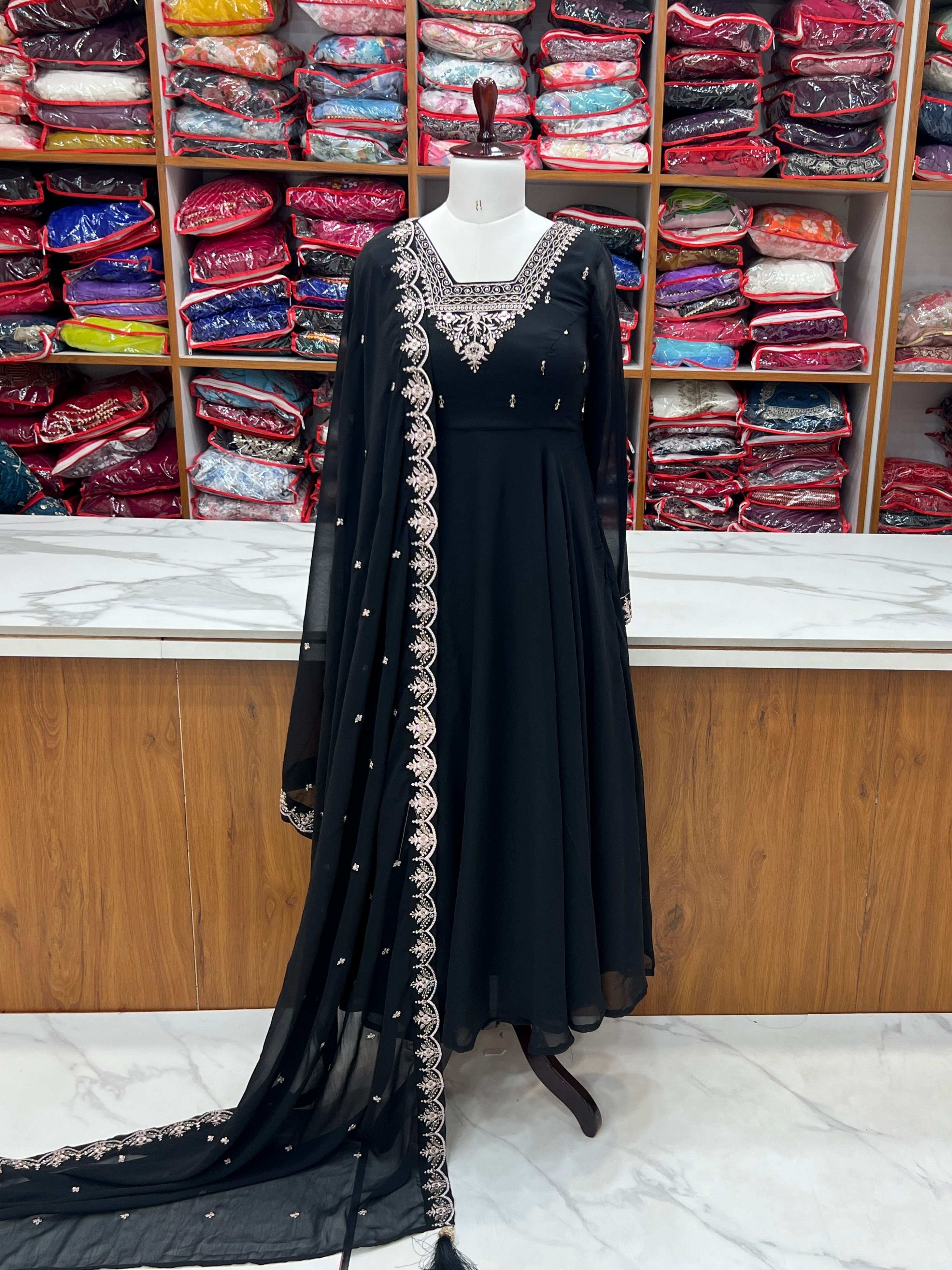 Beautiful Party Wear Anarkali Gown With Pent And Dupatta