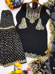 Designer Suit Bottom And Dupatta With Sequence Embroidered Work