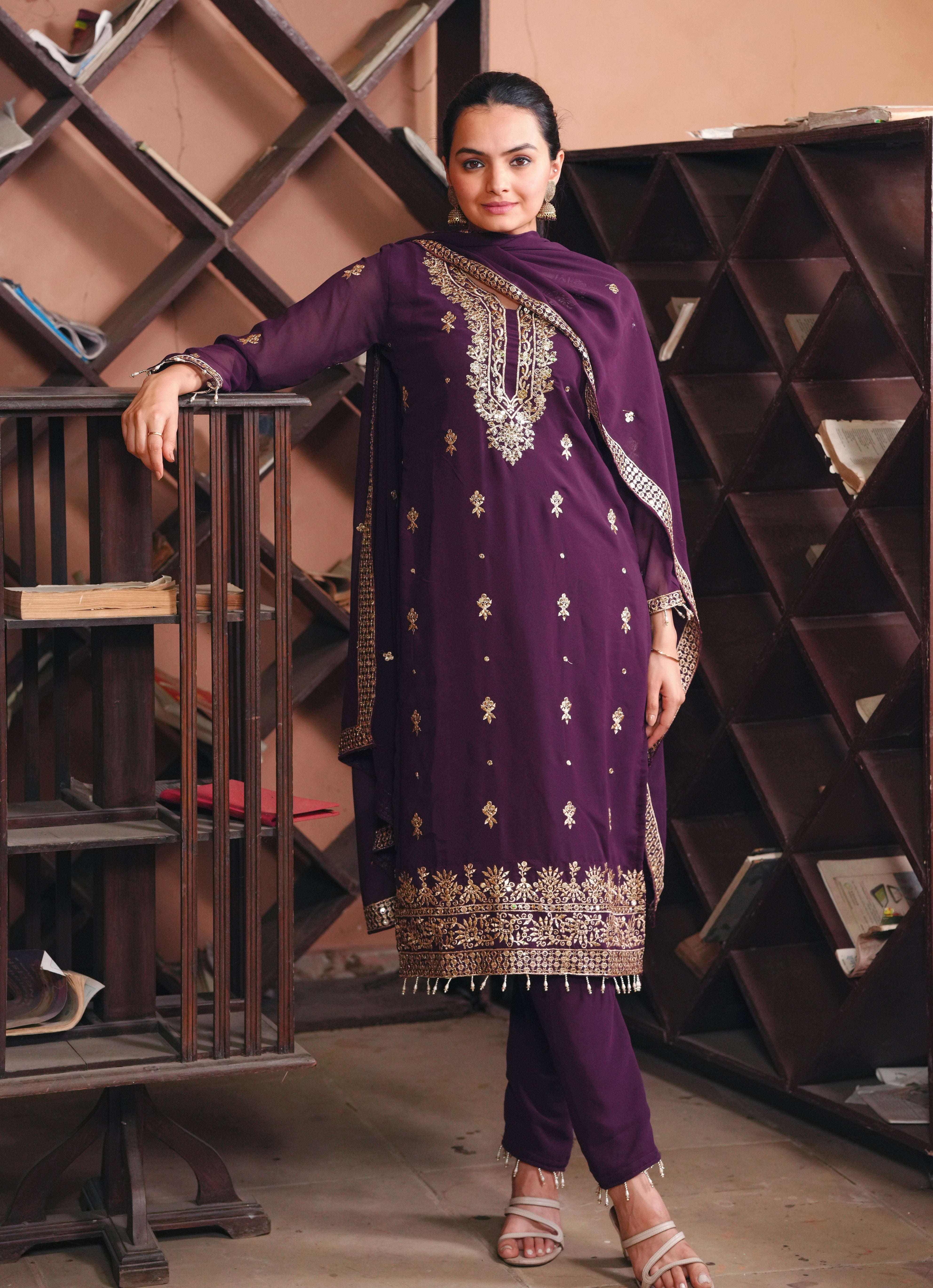 Beautiful Top Bottom And Dupatta With Sequence Embroidery Work