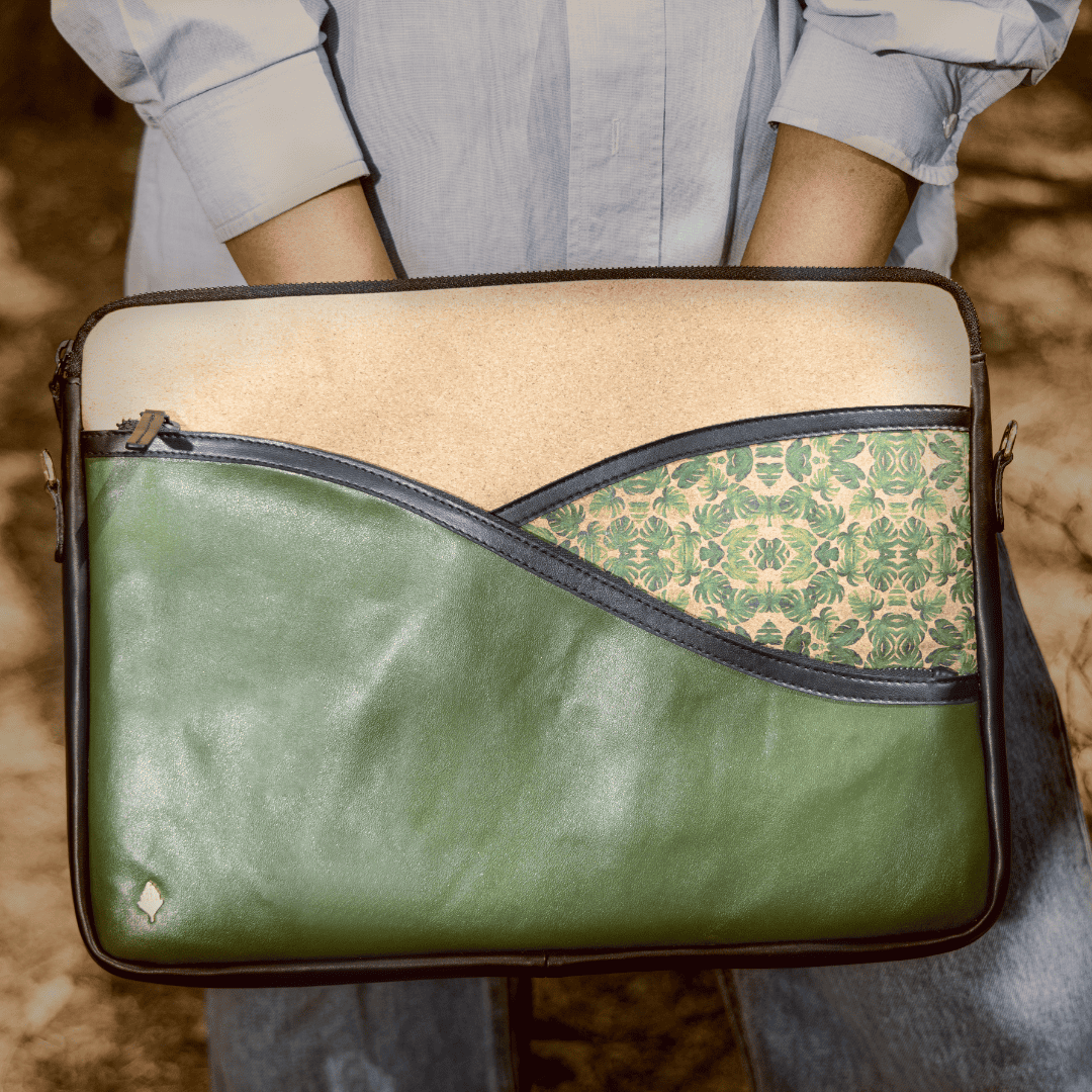 Acacia Vegan Leather Laptop Sleeve - Olive
