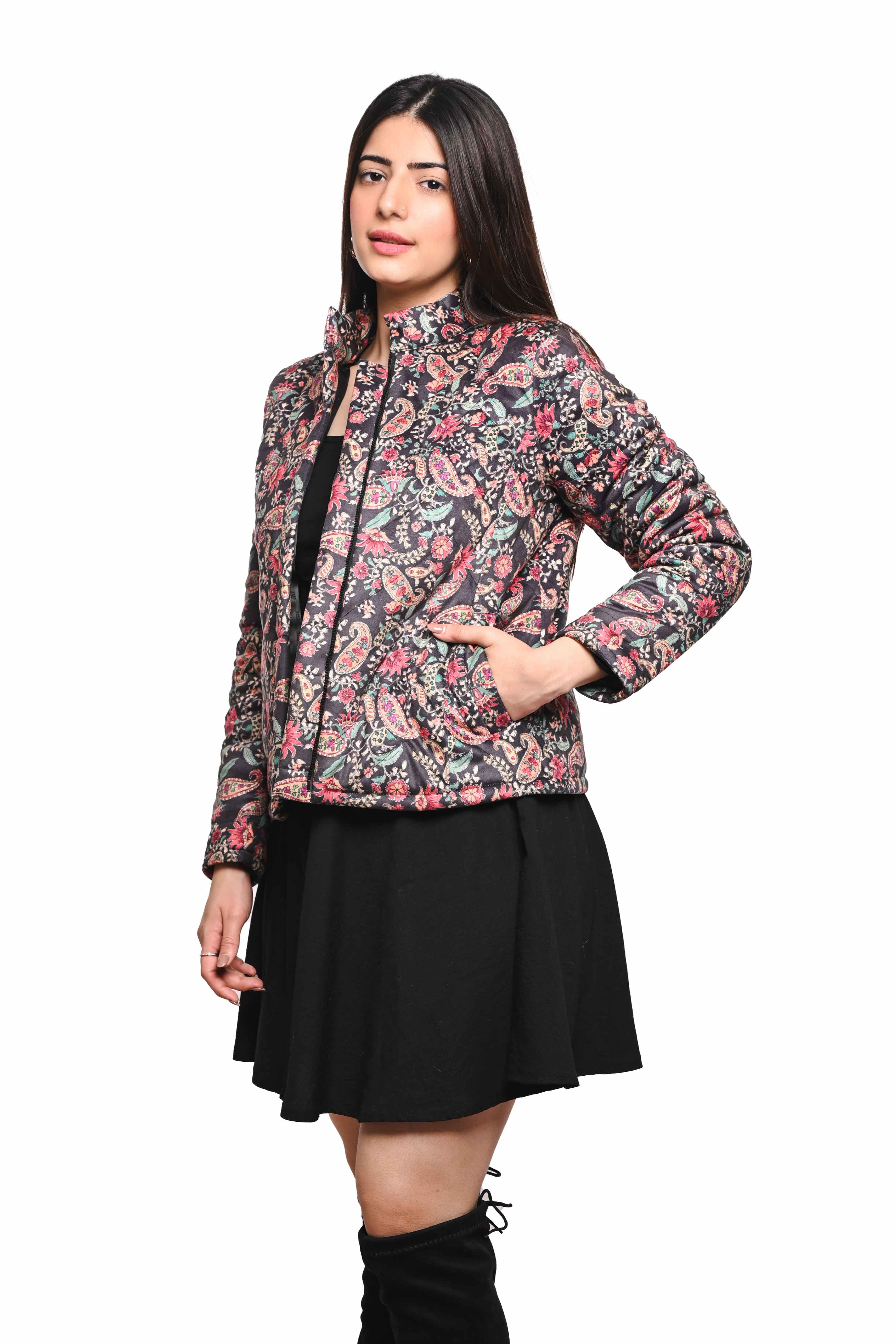 PAISLEY ORNATE VELVET PUFFER JACKET
