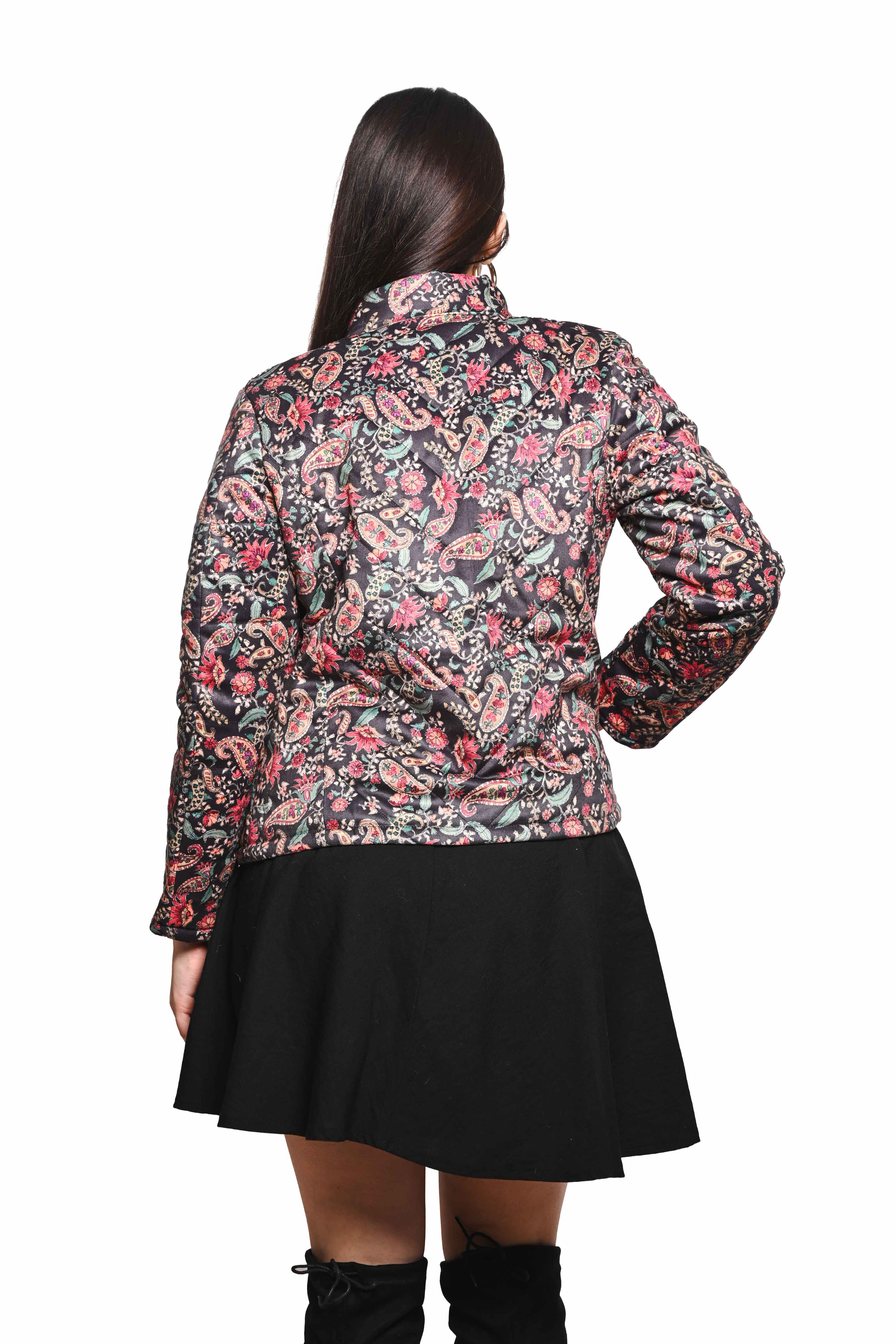 PAISLEY ORNATE VELVET PUFFER JACKET