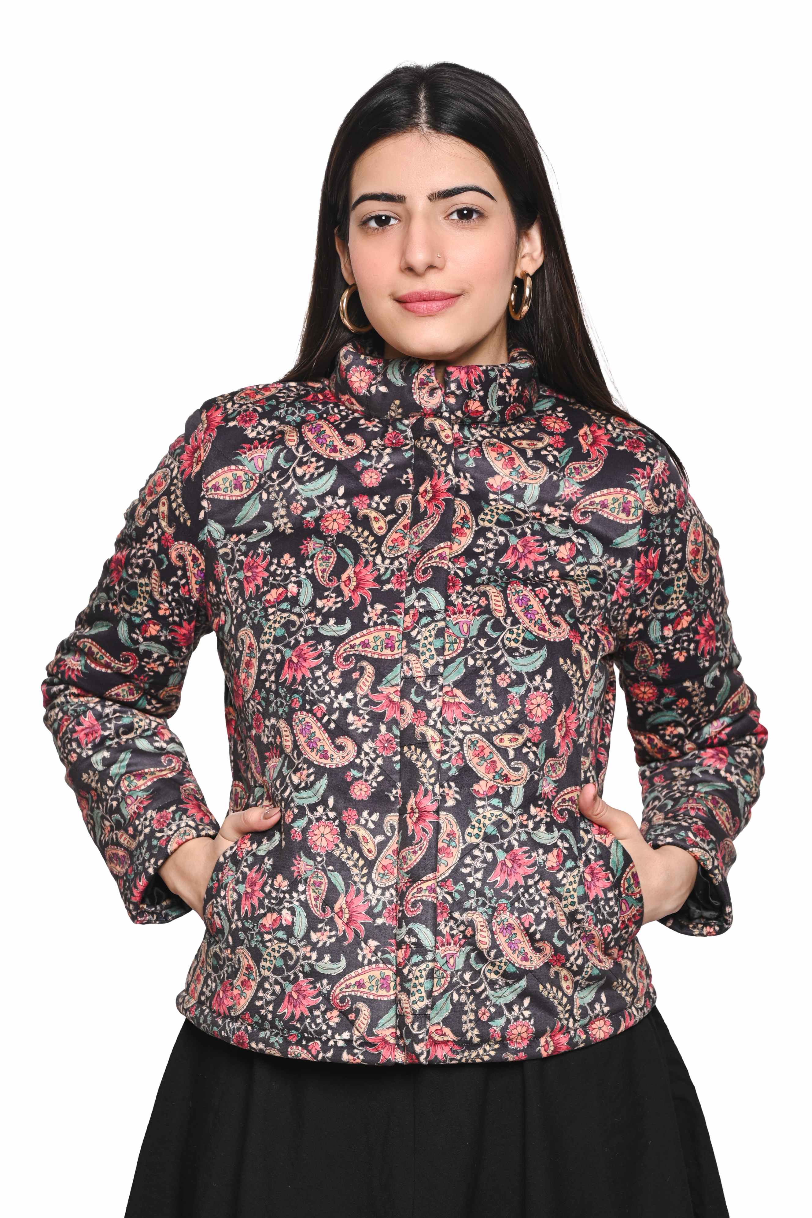 PAISLEY ORNATE VELVET PUFFER JACKET