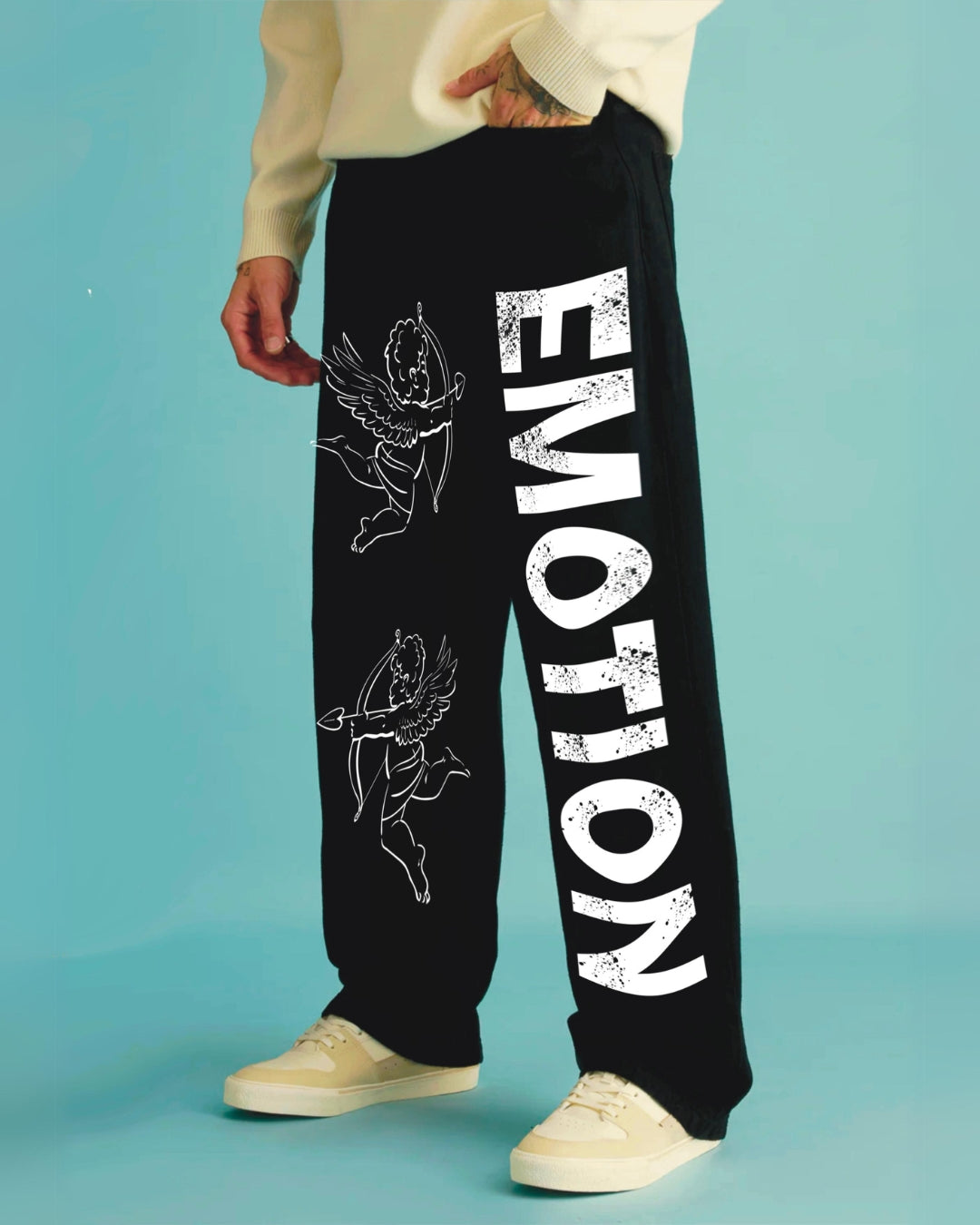 Men's Black Cotton Pant - Emotion (*)