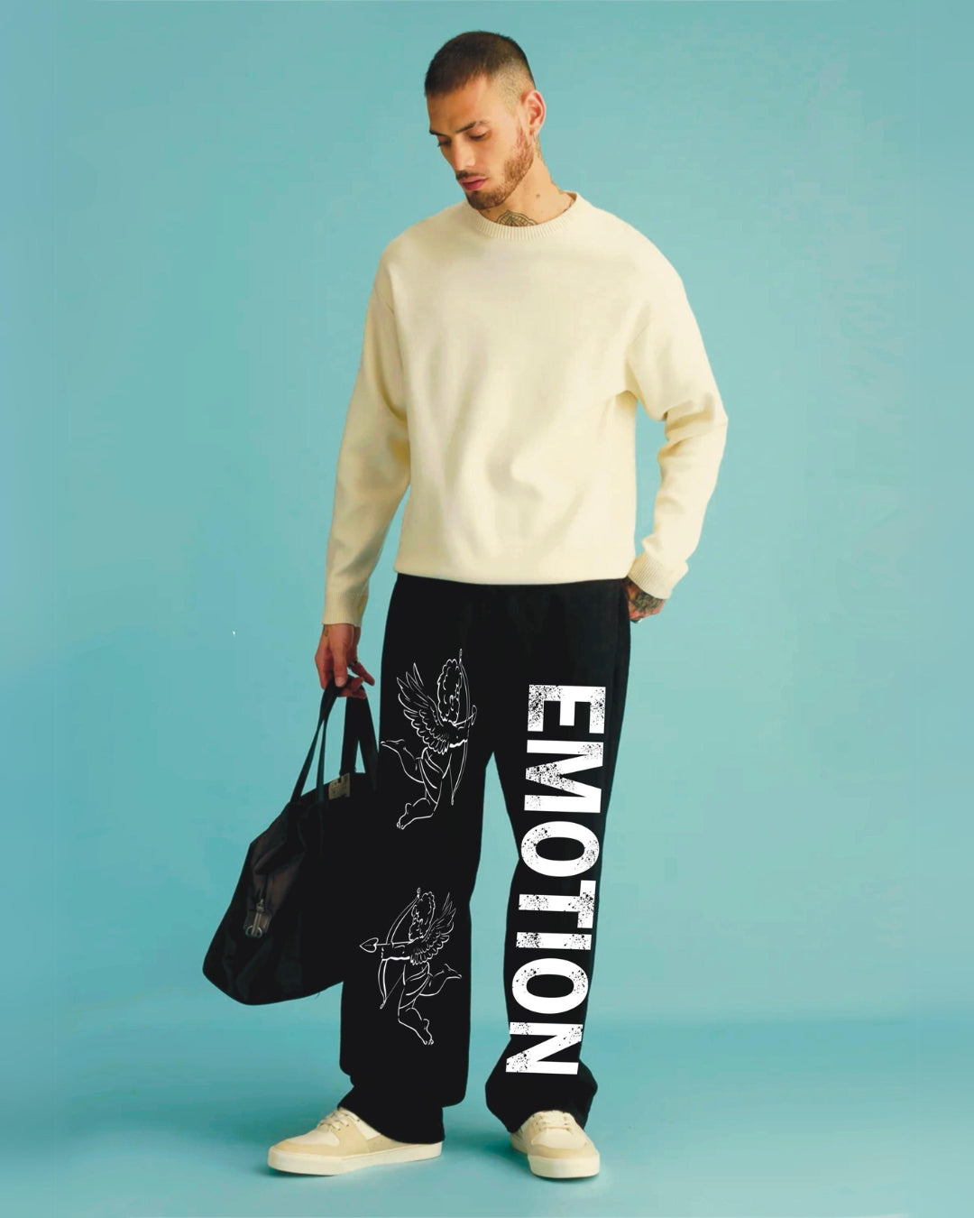 Men's Black Cotton Pant - Emotion (*)