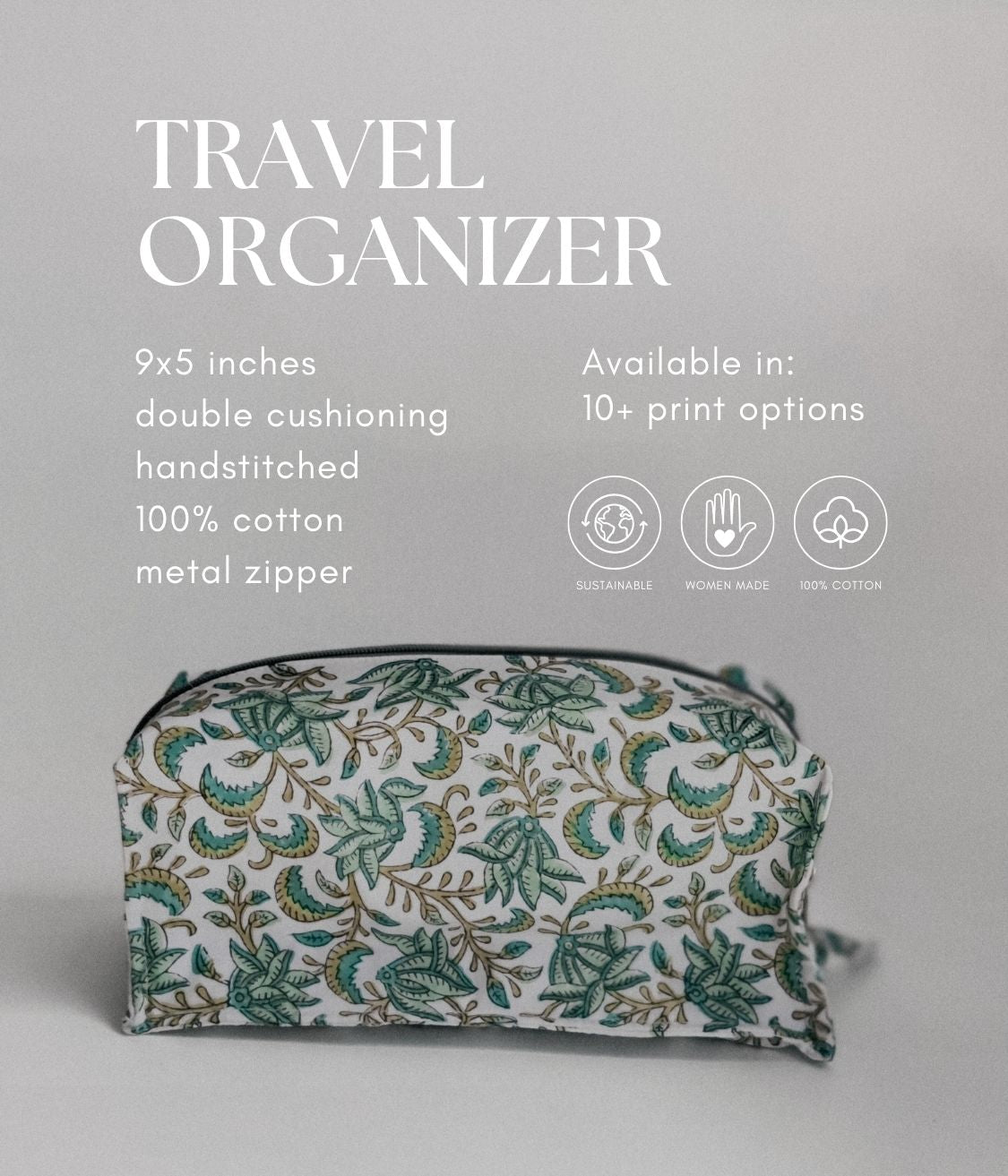 Sustainable 100% Cotton Premium Travel Organizer/Pouch by Ekatra
