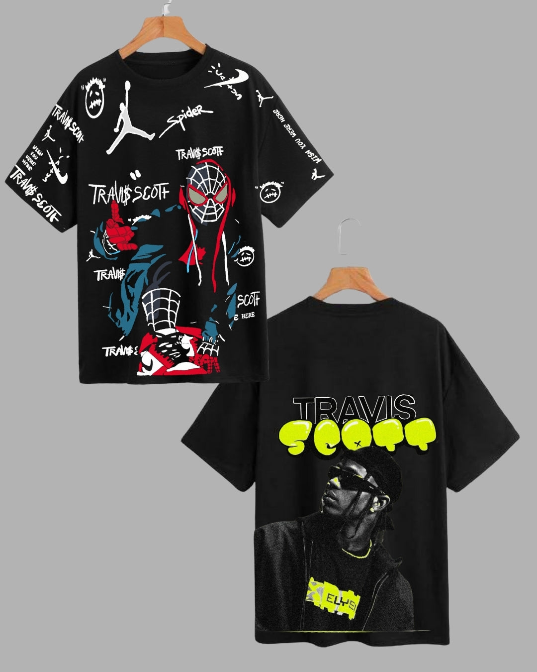 Women's Topwear Combo: Duo of Travis Oversized T-Shirts - Spidy & Travis 1.0