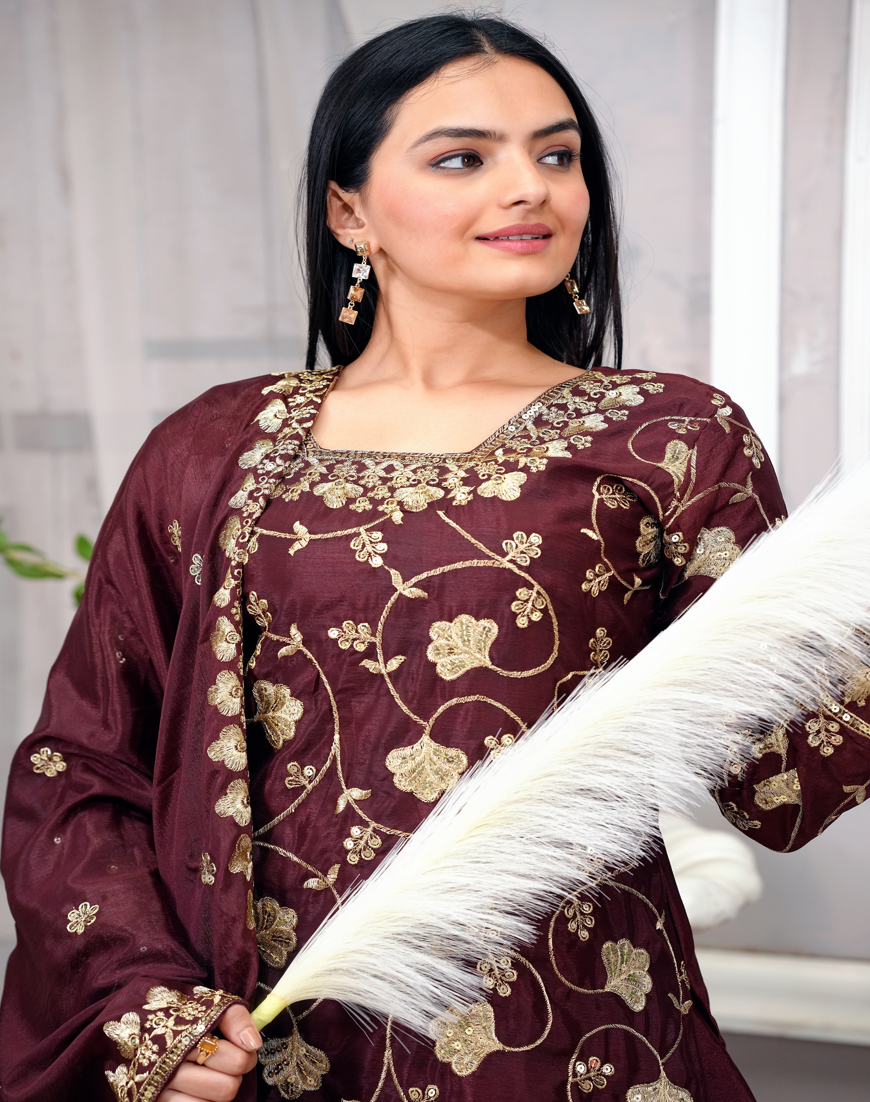 Designer Party Wear Sharara Suit With Sequence Embroidered Work