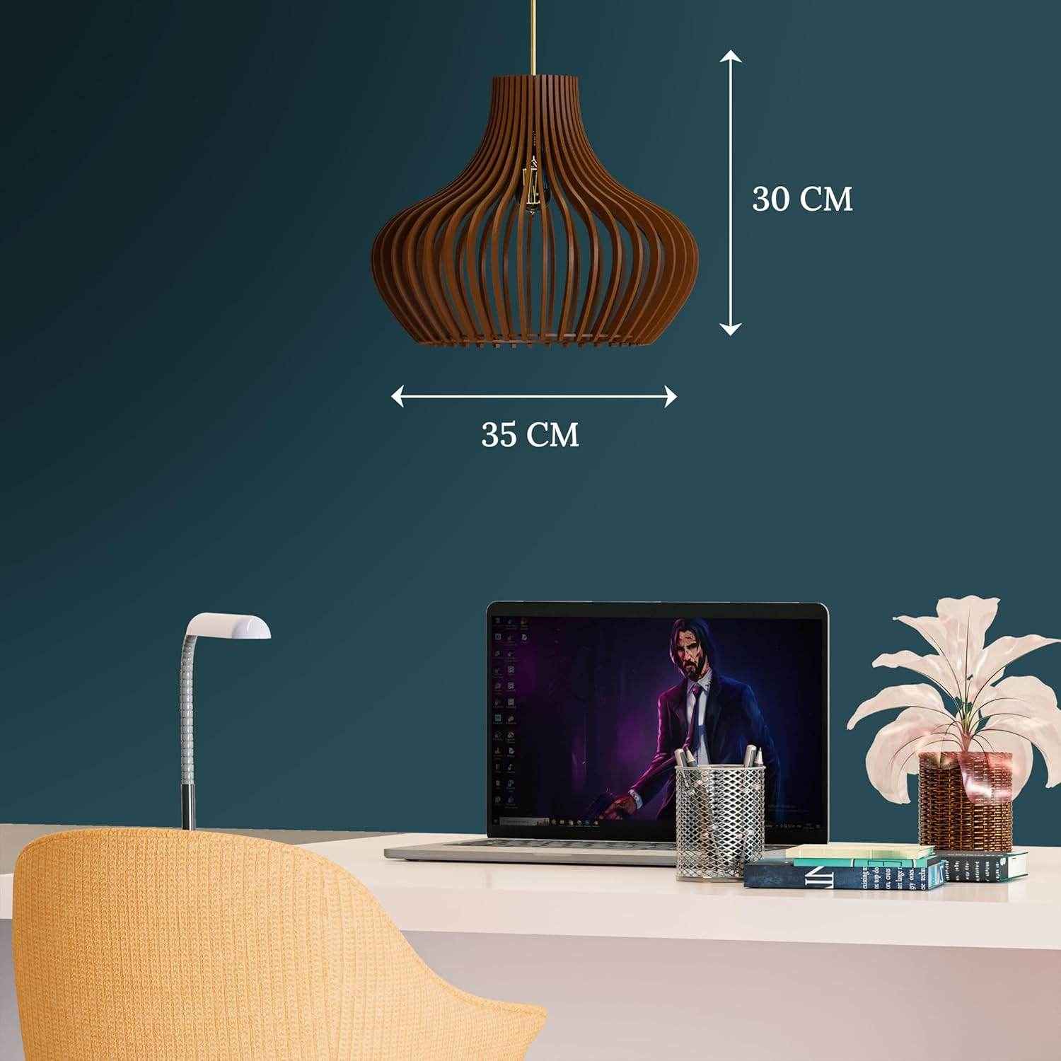 AuraLume Wooden Pendant Lamp, Chandelier - Brown