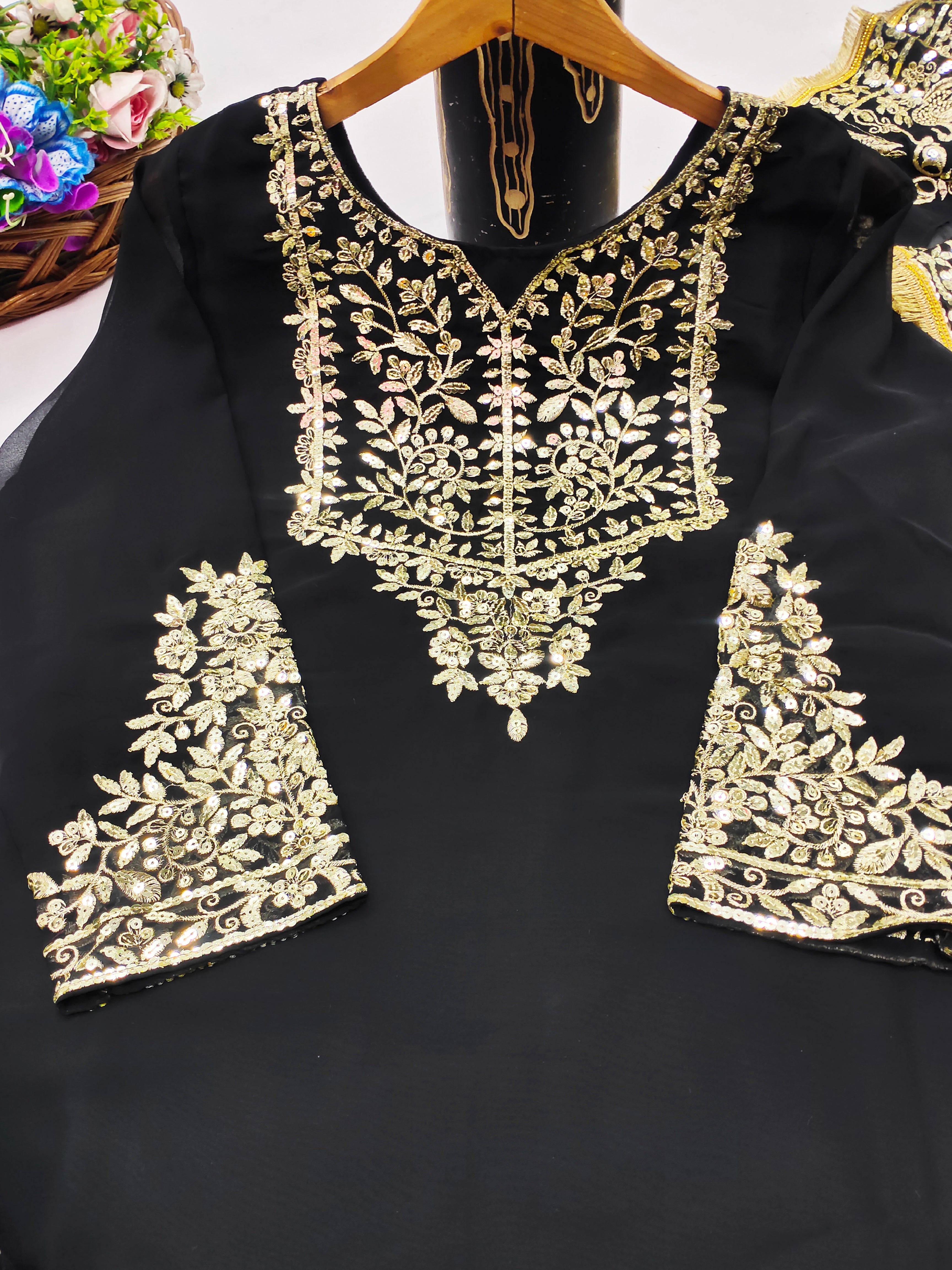 Designer Suit Bottom And Dupatta With Sequence Embroidered Work