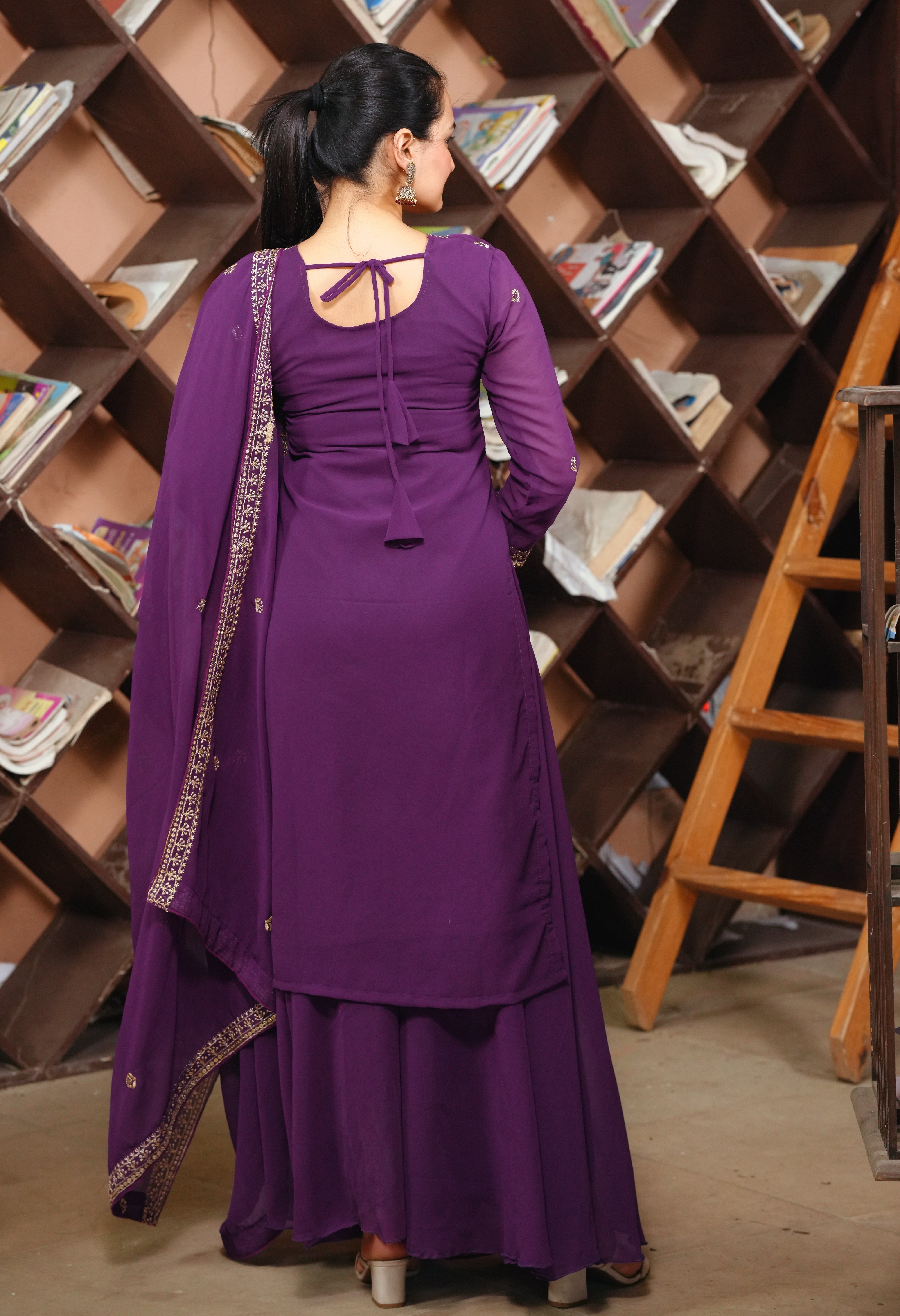 Designer Embroidered Sharara Suit With Sequence Embroidered Work