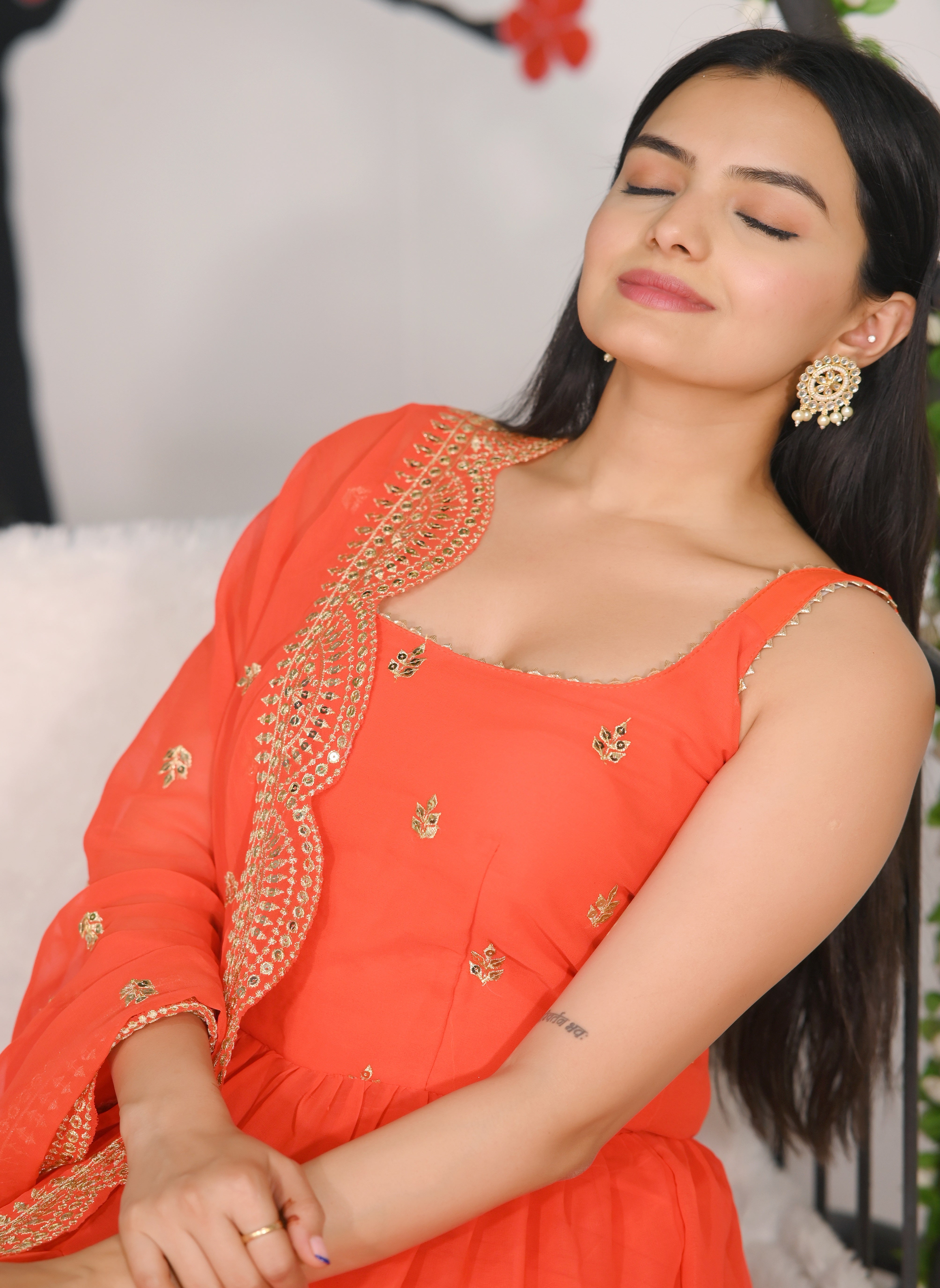 Designer Embroidered Georgette Gown With Sequence Embroidered Work