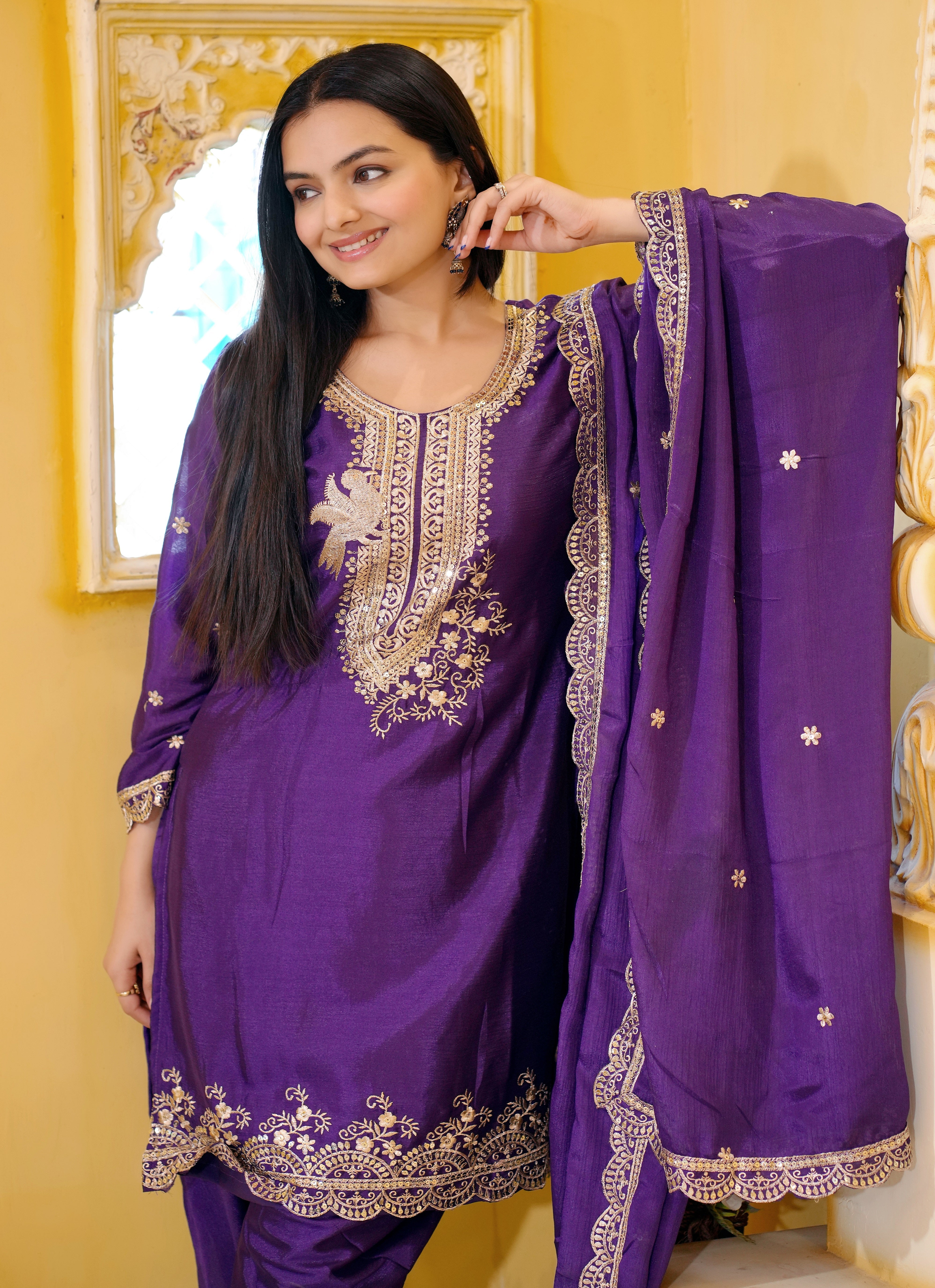 Beautiful Party Wear Dhoti Suit With Sequence Embroidered Work