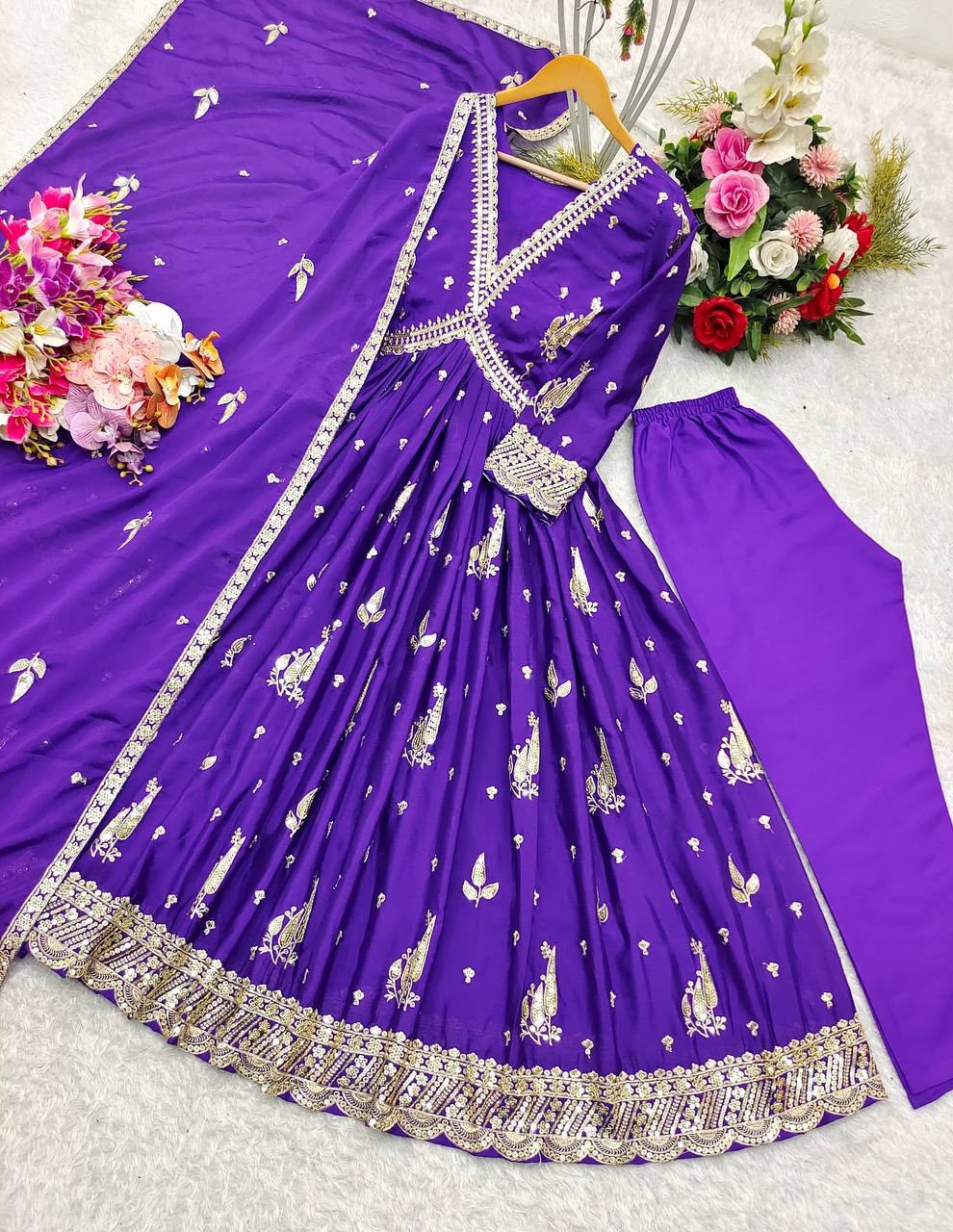 Designer Aliya-Cut Gown-Pent And Beautiful Dupatta
