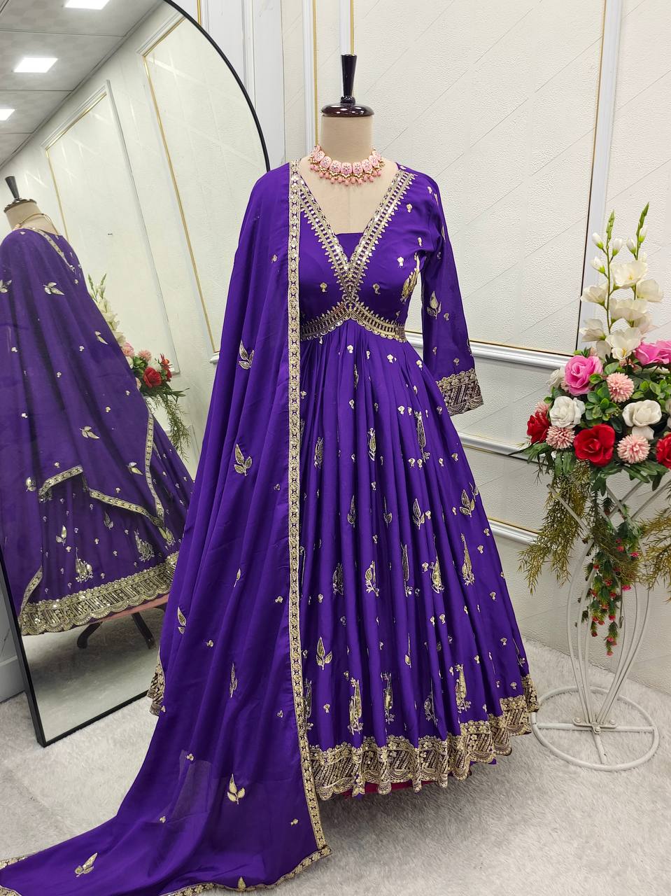 Designer Aliya-Cut Gown-Pent And Beautiful Dupatta