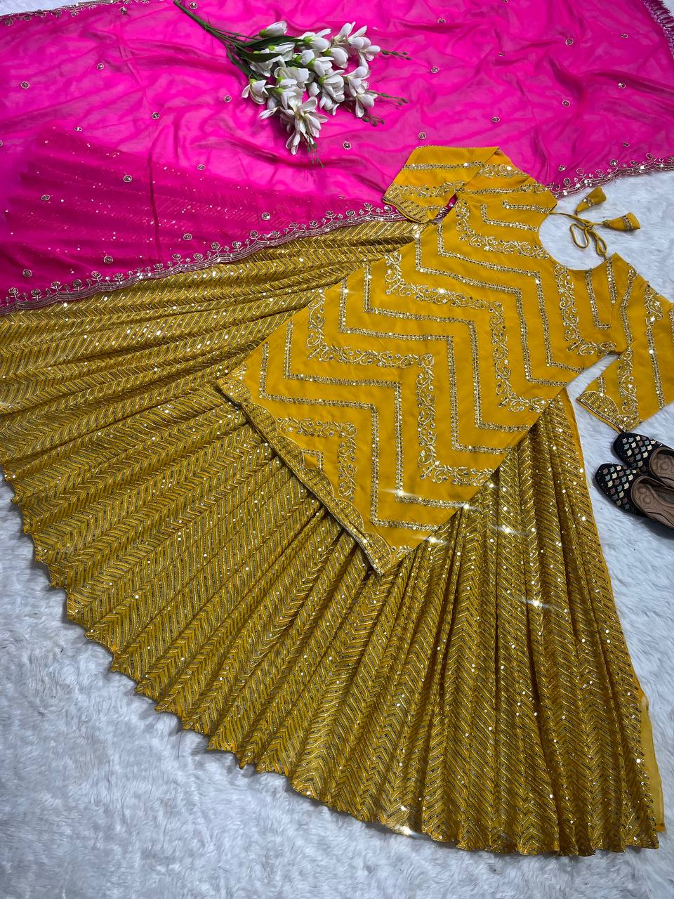 Party Wear Designer Top Lehenga And Beautiful Dupatta