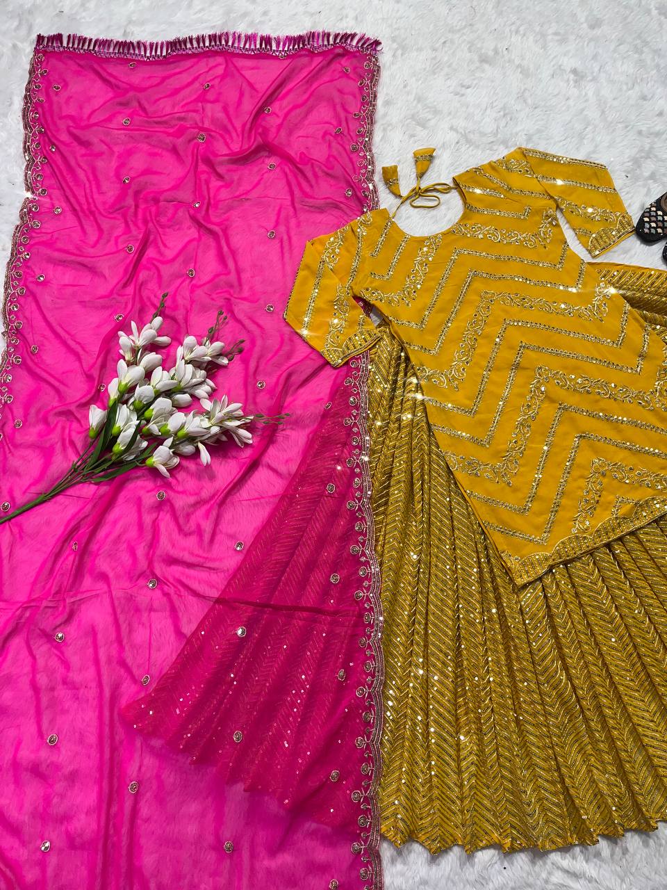 Party Wear Designer Top Lehenga And Beautiful Dupatta