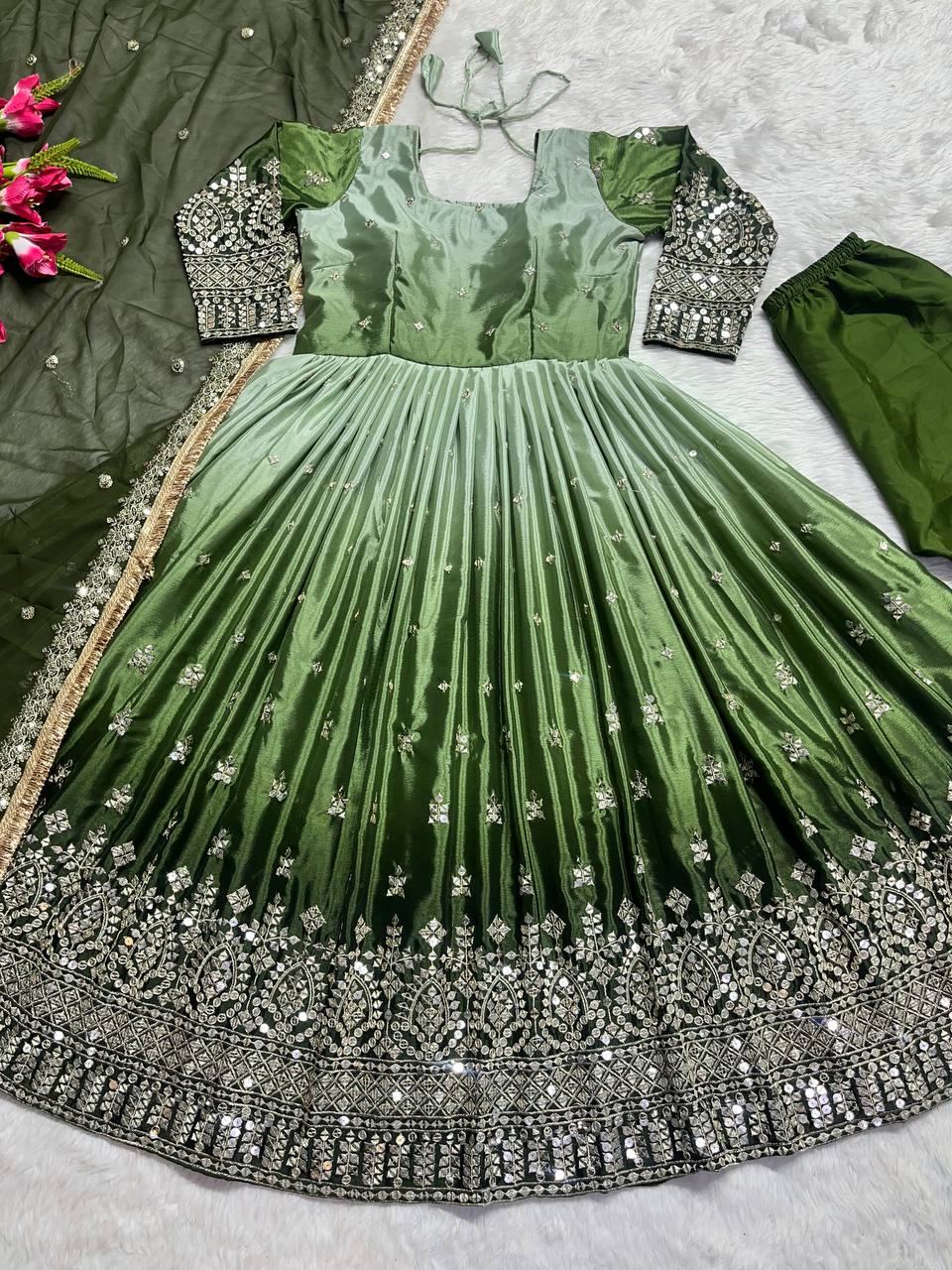 Party Wear Designer Anarkali Gown Pent And Dupatta