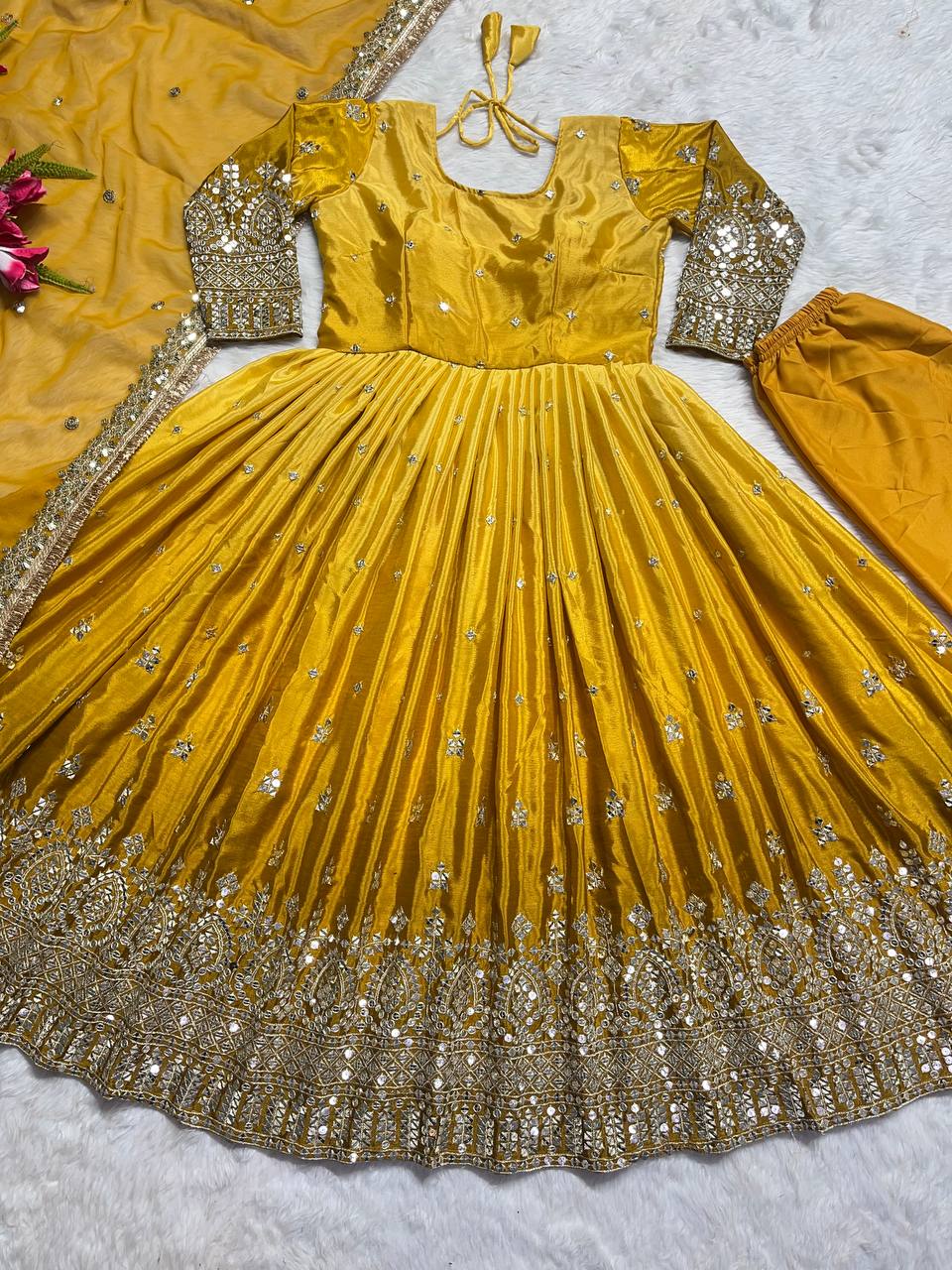 Party Wear Designer Anarkali Gown Pent And Dupatta