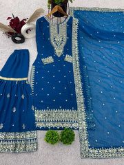 Designer Look Top-Dupatta And Bottom With Heavy Embroidery Sequence Work