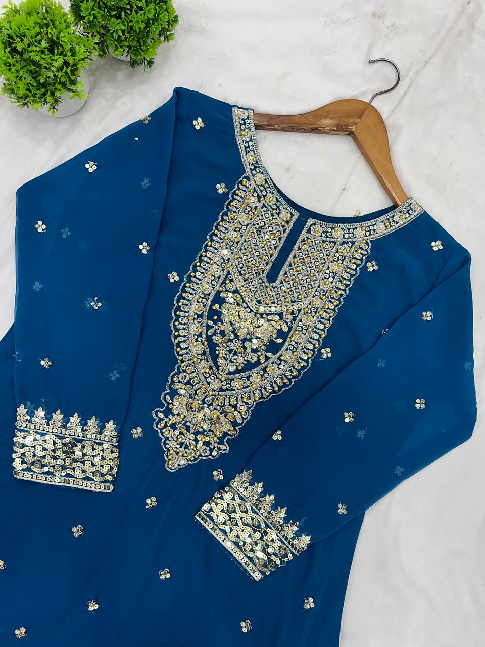 Designer Look Top-Dupatta And Bottom With Heavy Embroidery Sequence Work