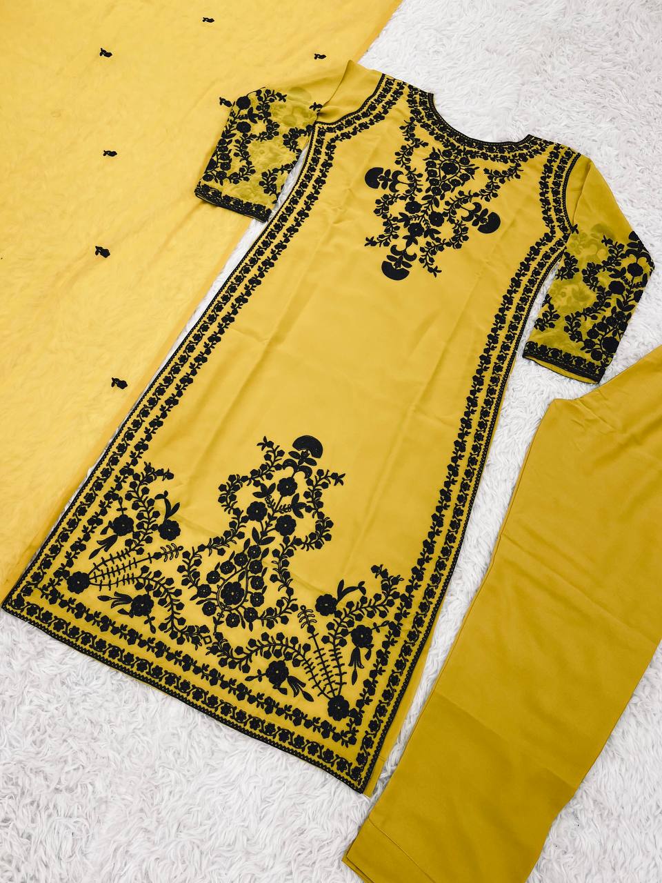 Designer Party Wear Top Bottom With Dupatta With Heavy Embroidery Work