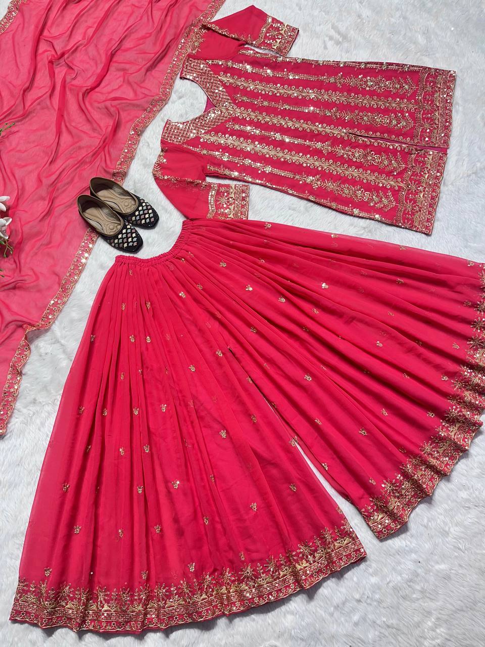 Designer Party Wear Look Top-Plazzo And Dupatta