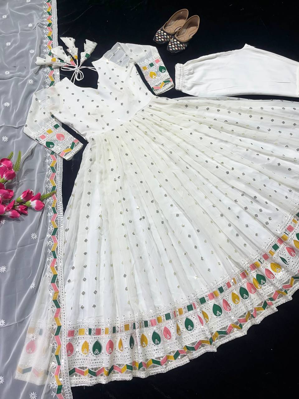 Designer Anarkali Gown And Pent With Dupatta In New Fancy Style