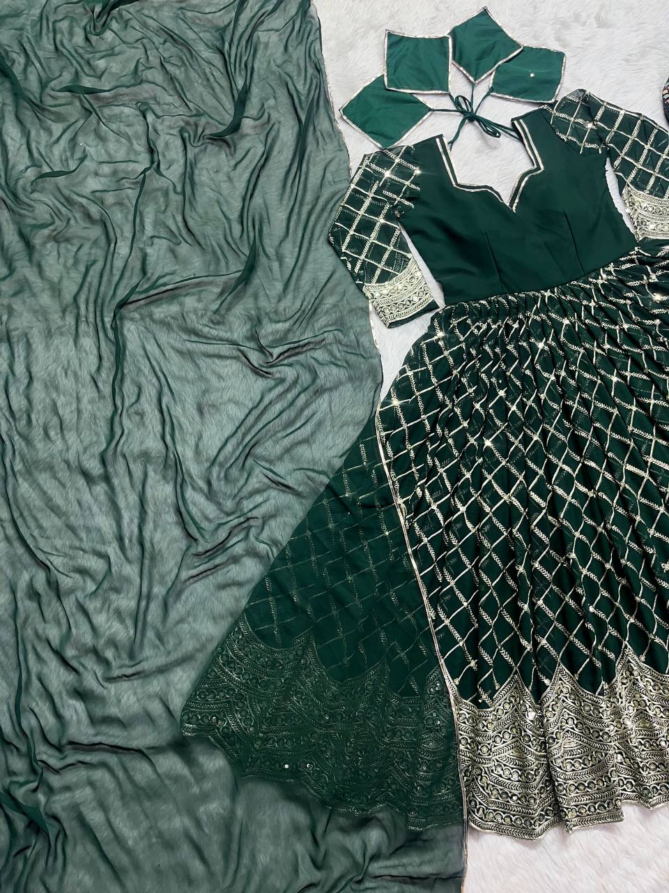 Designer Anarkali Gown And Pent With Dupatta In New Fancy Style