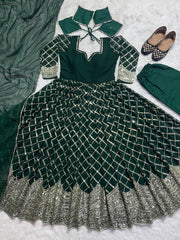 Designer Anarkali Gown And Pent With Dupatta In New Fancy Style