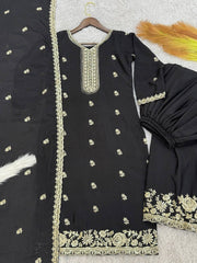 Fancy Suit Set With Beautiful Embroidery And Sequence Work