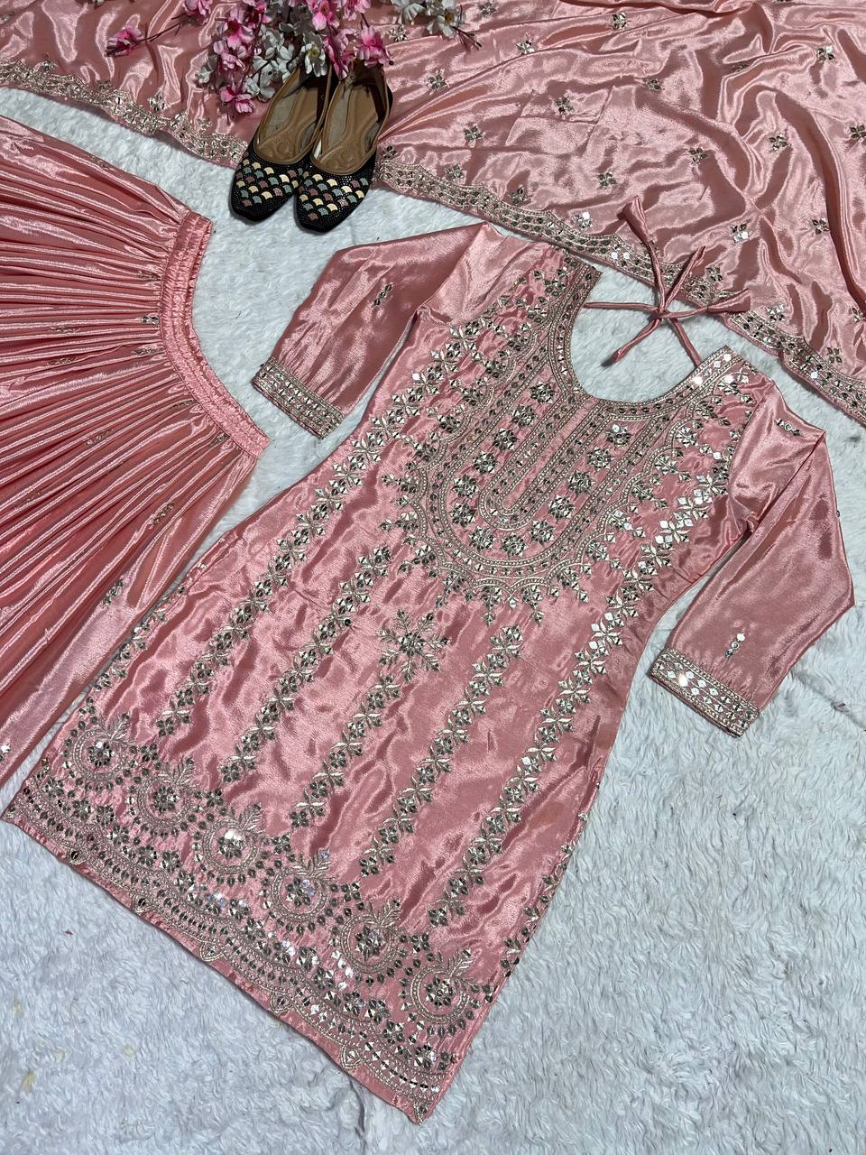 Party Wear Designer Top Bottom And Dupatta With Heavy Embroidery Work