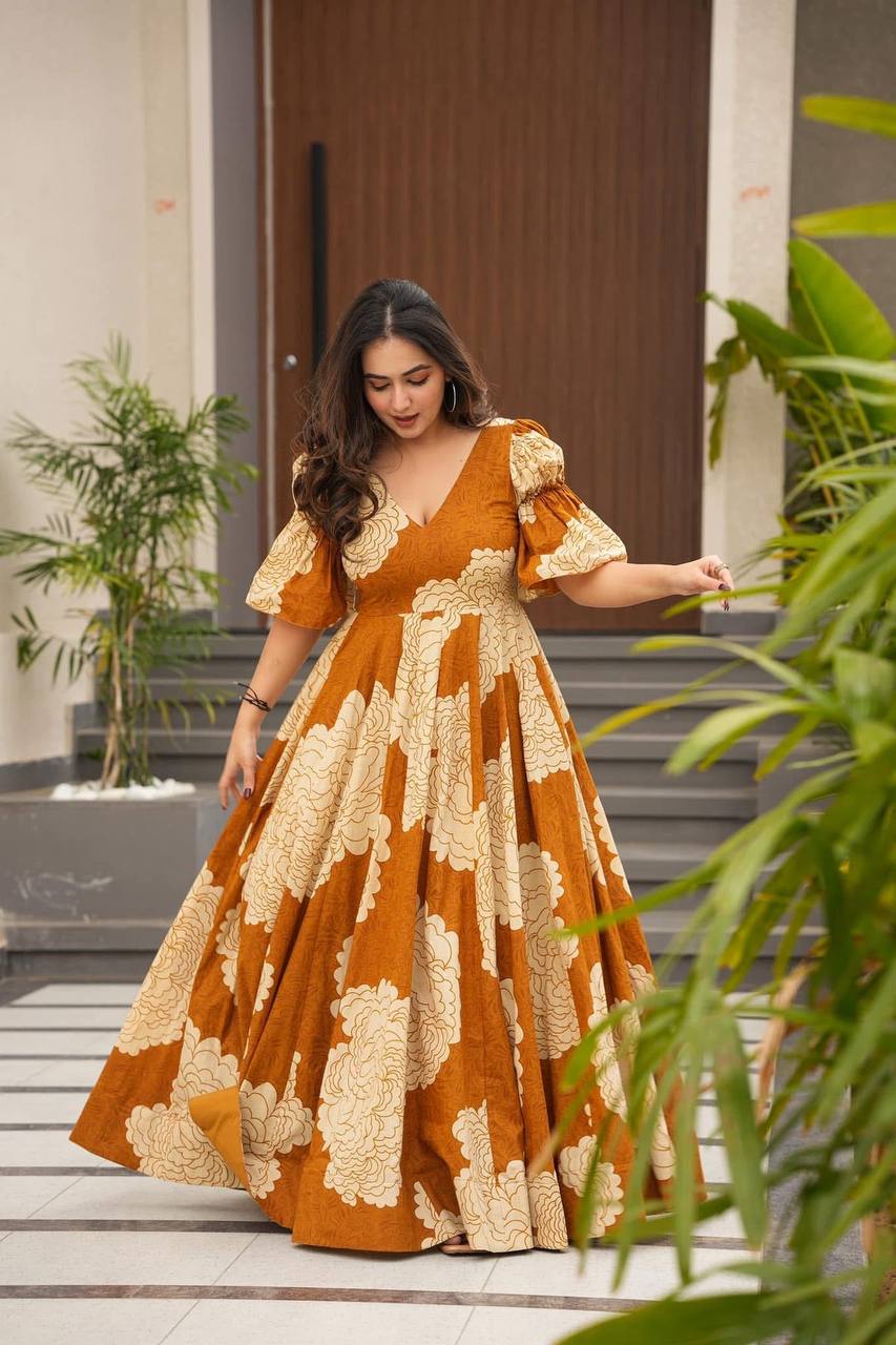 Party Wear Designer Gown With Beautiful Digital Print