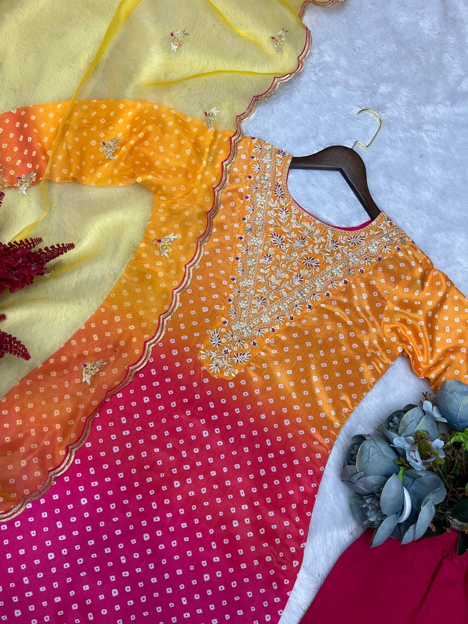 Fancy Suit Set With Digital Print With Heavy Embroidery Work