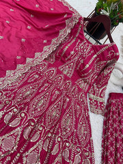 Party Wear Look Gown With Sharara With Dupatta