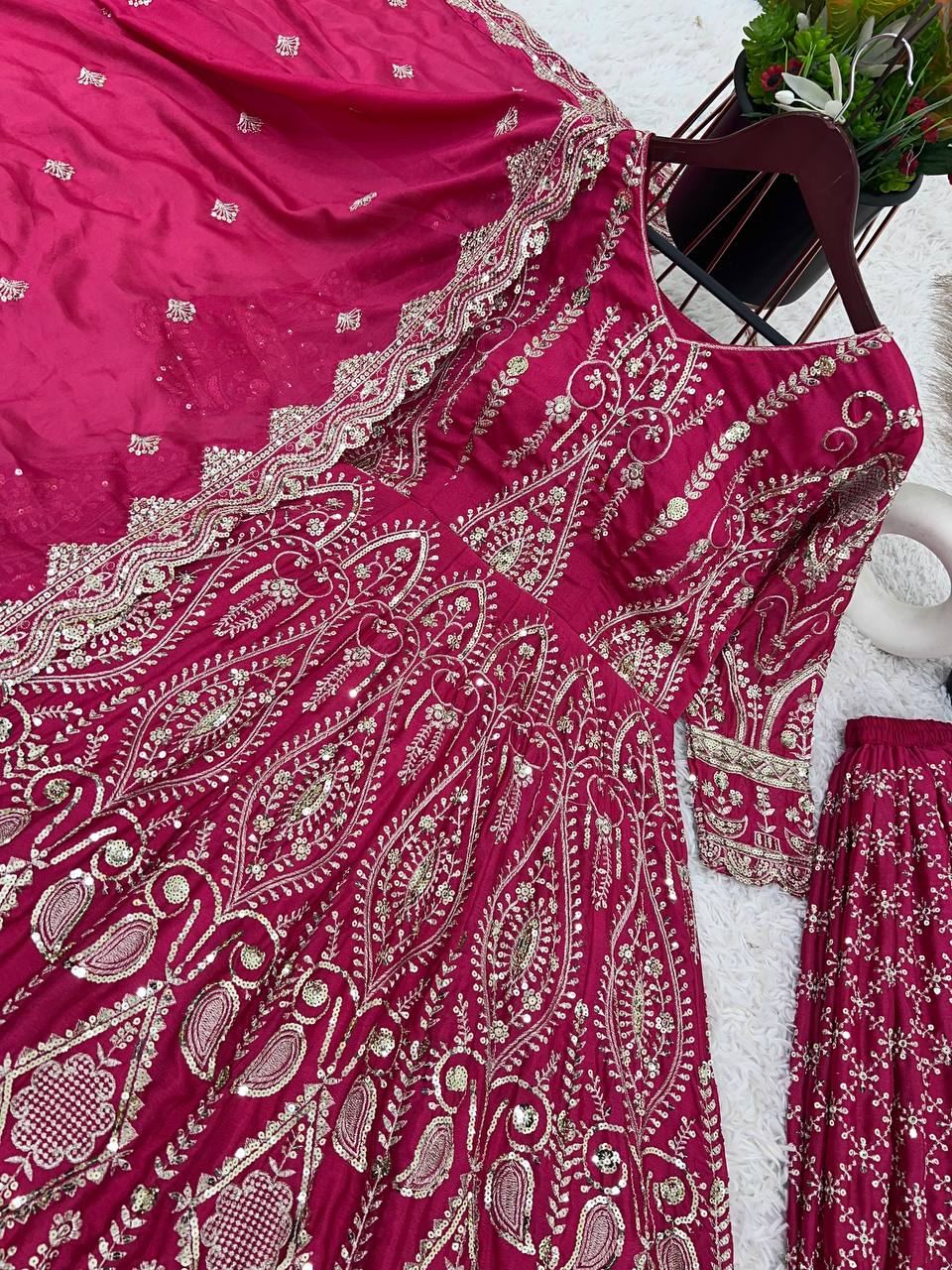 Party Wear Look Gown With Sharara With Dupatta