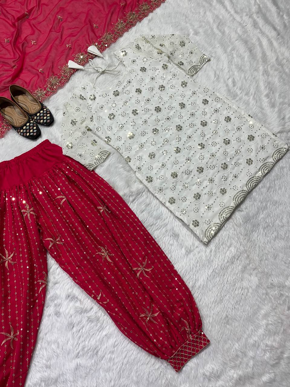 Designer Party Wear Look Top ,Patiyala Salwar And Dupatta
