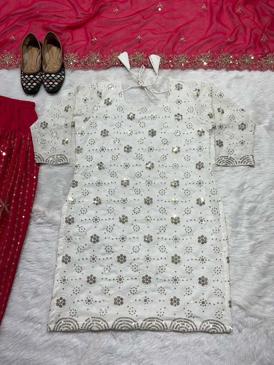 Designer Party Wear Look Top ,Patiyala Salwar And Dupatta