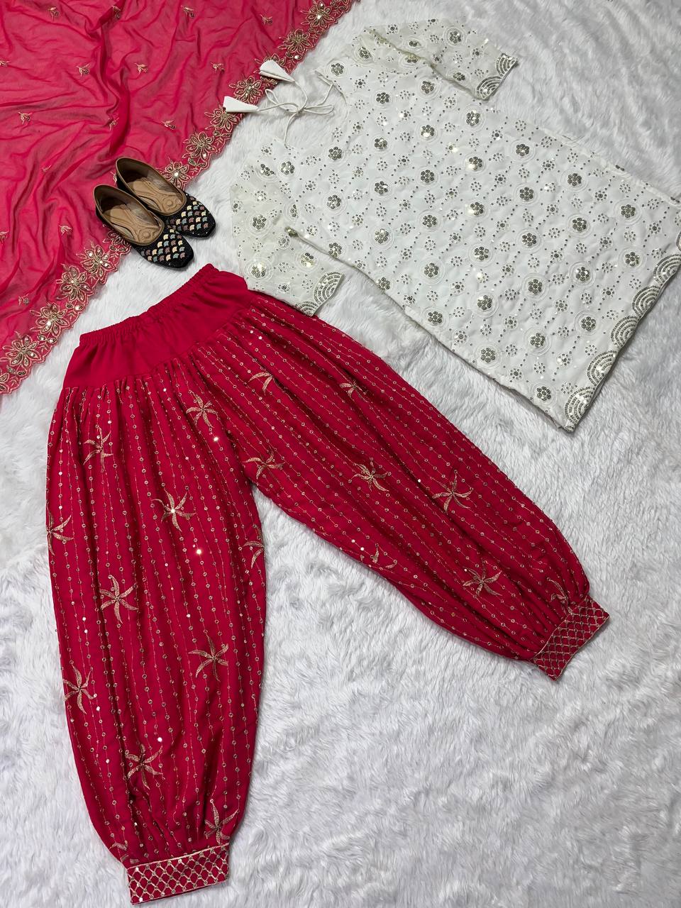 Designer Party Wear Look Top ,Patiyala Salwar And Dupatta