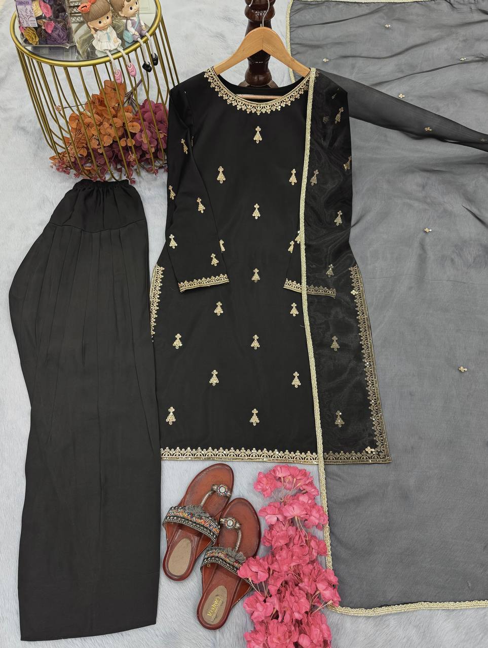 Designer Party Wear Look Top With Plazzo