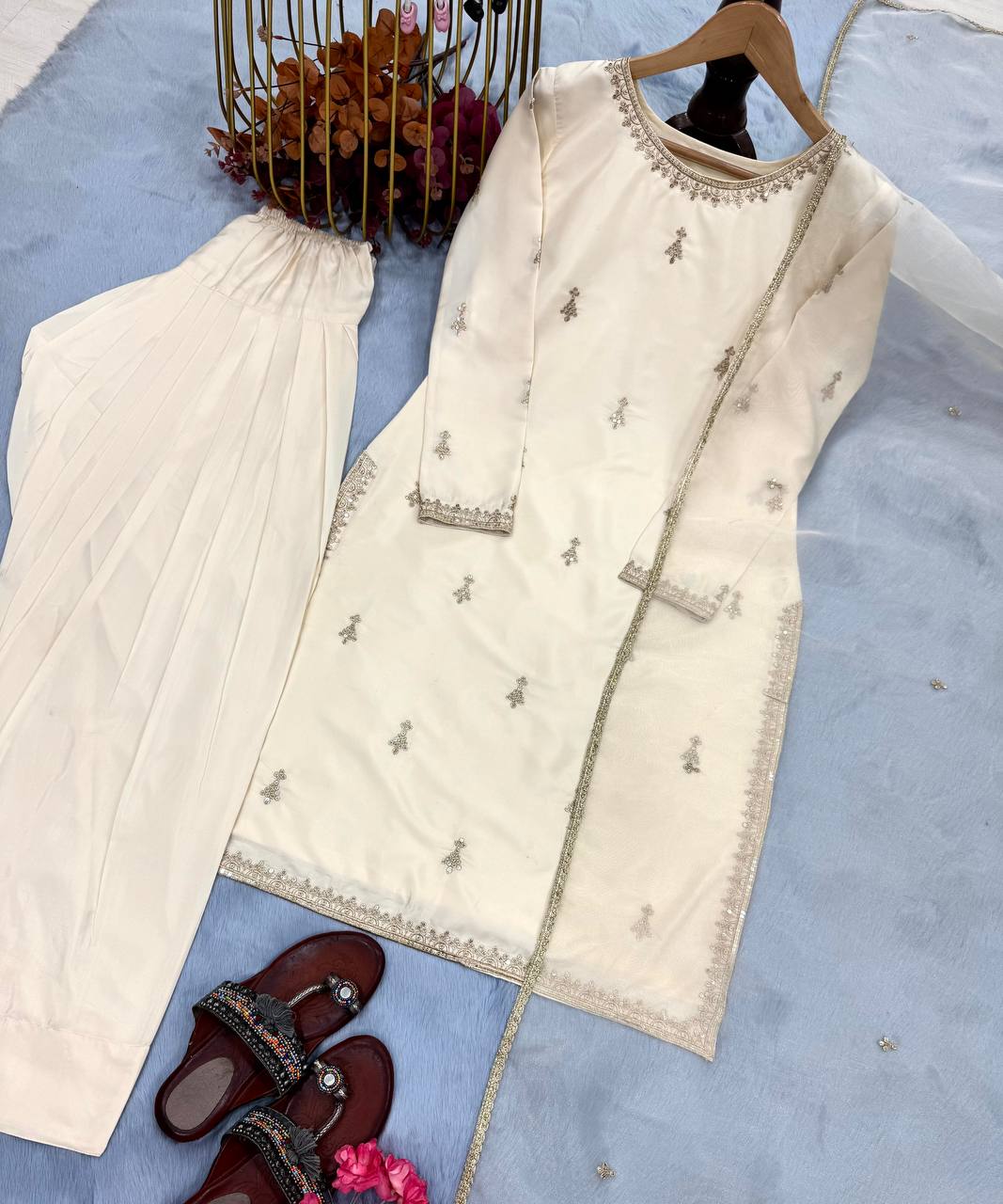 Designer Party Wear Look Top With Plazzo